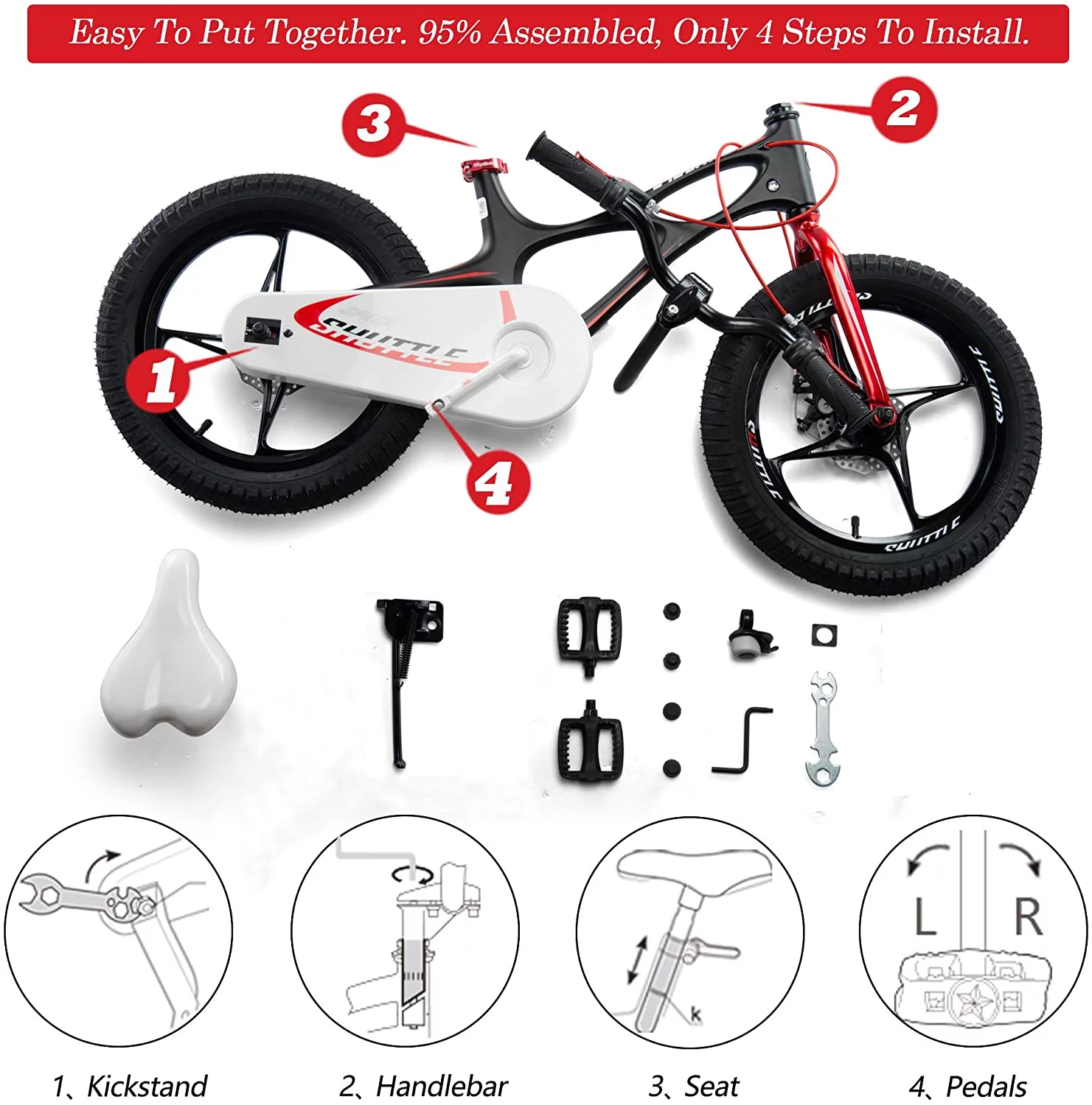 RoyalBaby 18 inch Magnesium Space Shuttle Kid's Bike, White - Womvr