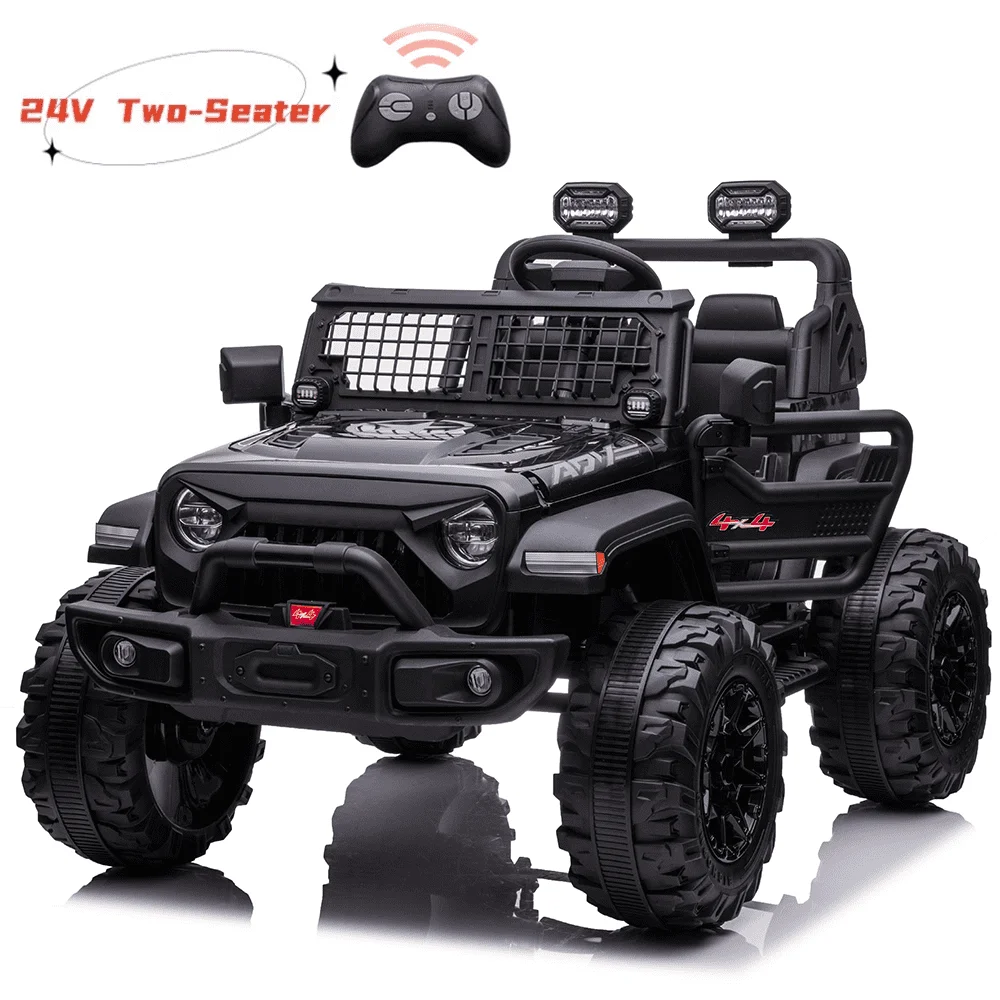 EastVita Kids 24V Ride on Car with Electric Remote Control Dual Drive Power Ride on Toys 2 Seats SUV Truck Wheels Vehicle - Womvr