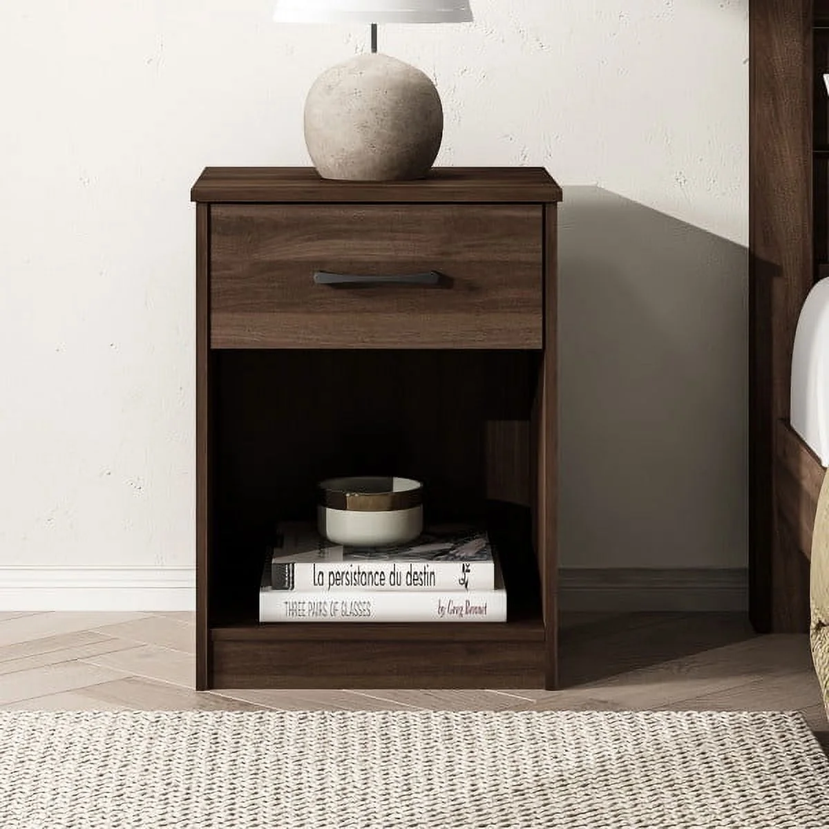 Mainstays Ardent Nightstand with 1 Drawer, White - Womvr
