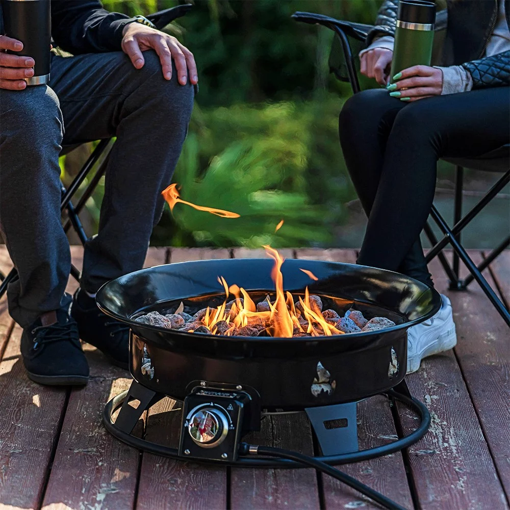 Outland Living Firebowl 875 Okanagan Outdoor Propane Gas Fire Pit with UV and Weather Resistant Durable Cover, 24-Inch Diameter 58,000 BTU - Womvr