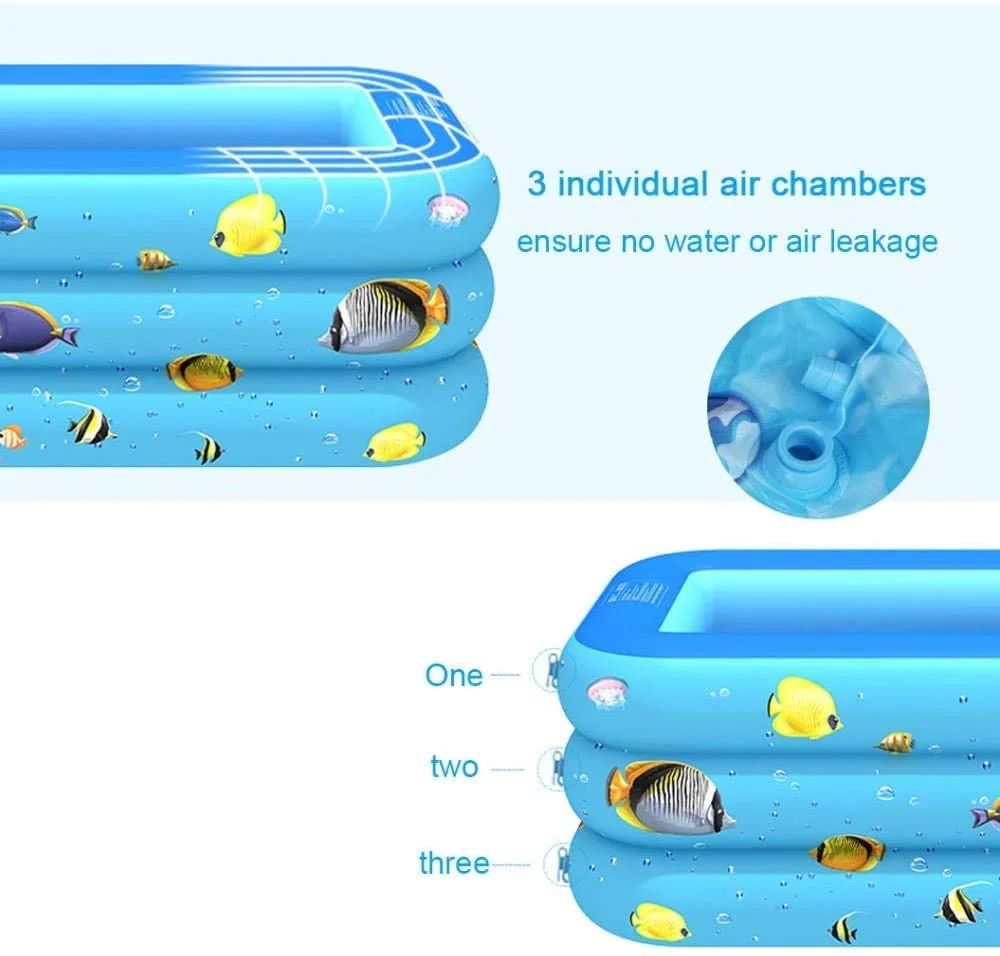 Inflatable Pool, Durable Thickened Blow up Kiddie Pool for Kids, Toddlers and Adults, BPA-Free Family Swimming Pool, 6.9 x 5 x 1.8 ft, Blue - Womvr