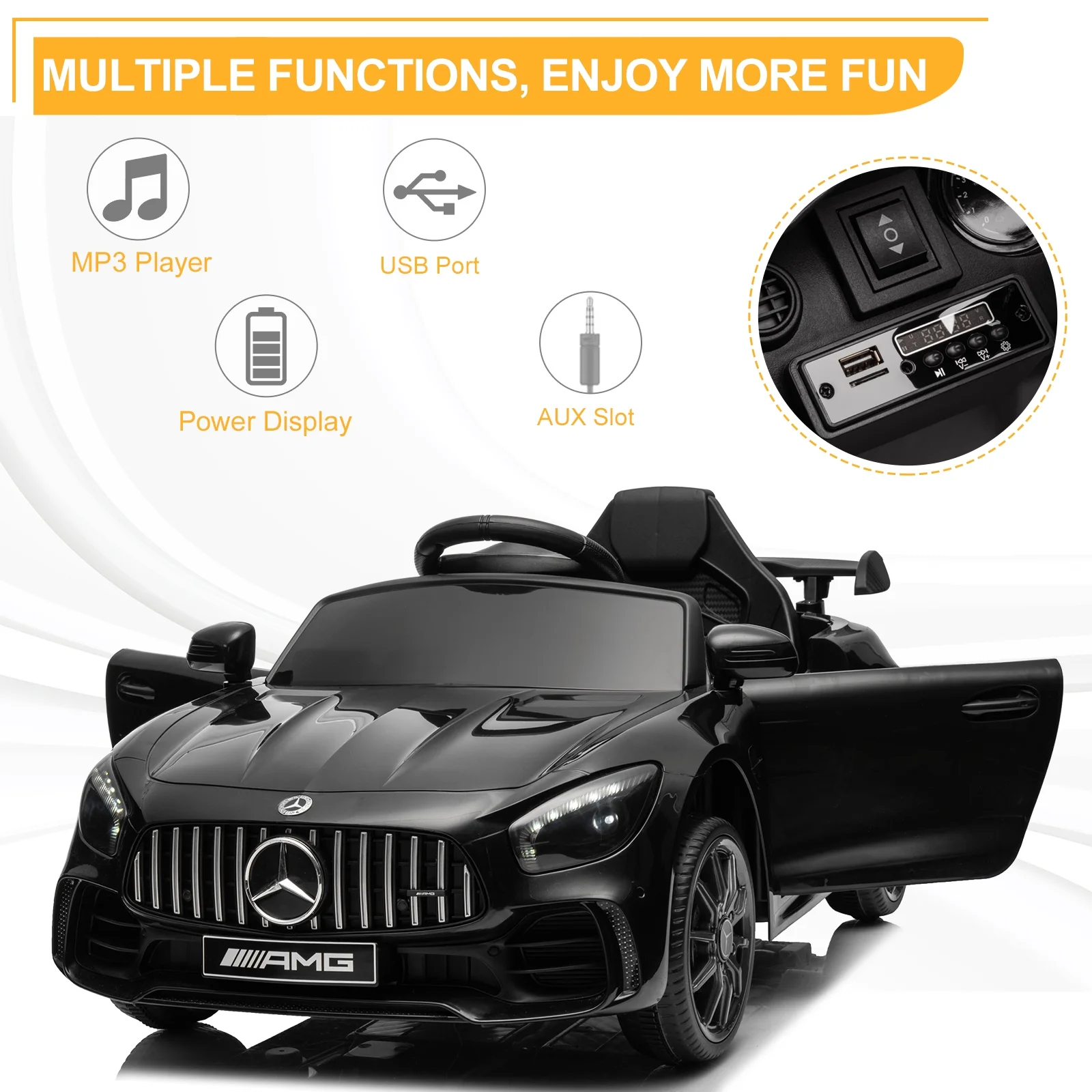 12V Ride on Car for Girls and Boys Licensed Mercedes Benz Electric Vehicle, MP3, Bluetooth, Ride On Toy for 3-5 Years Old, Red - Womvr