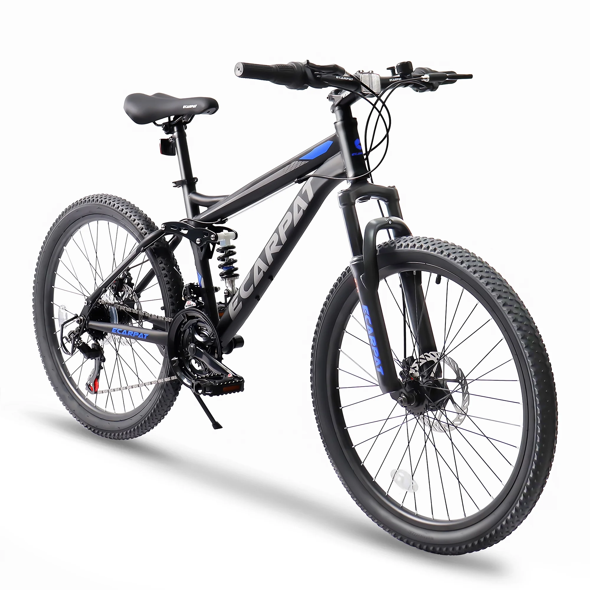 CIYOYO Mountain Bike for Mens and Womens, 24 Inch Adult Bicycle, Trail Bike 21-Speed Full Suspension, Gray - Womvr