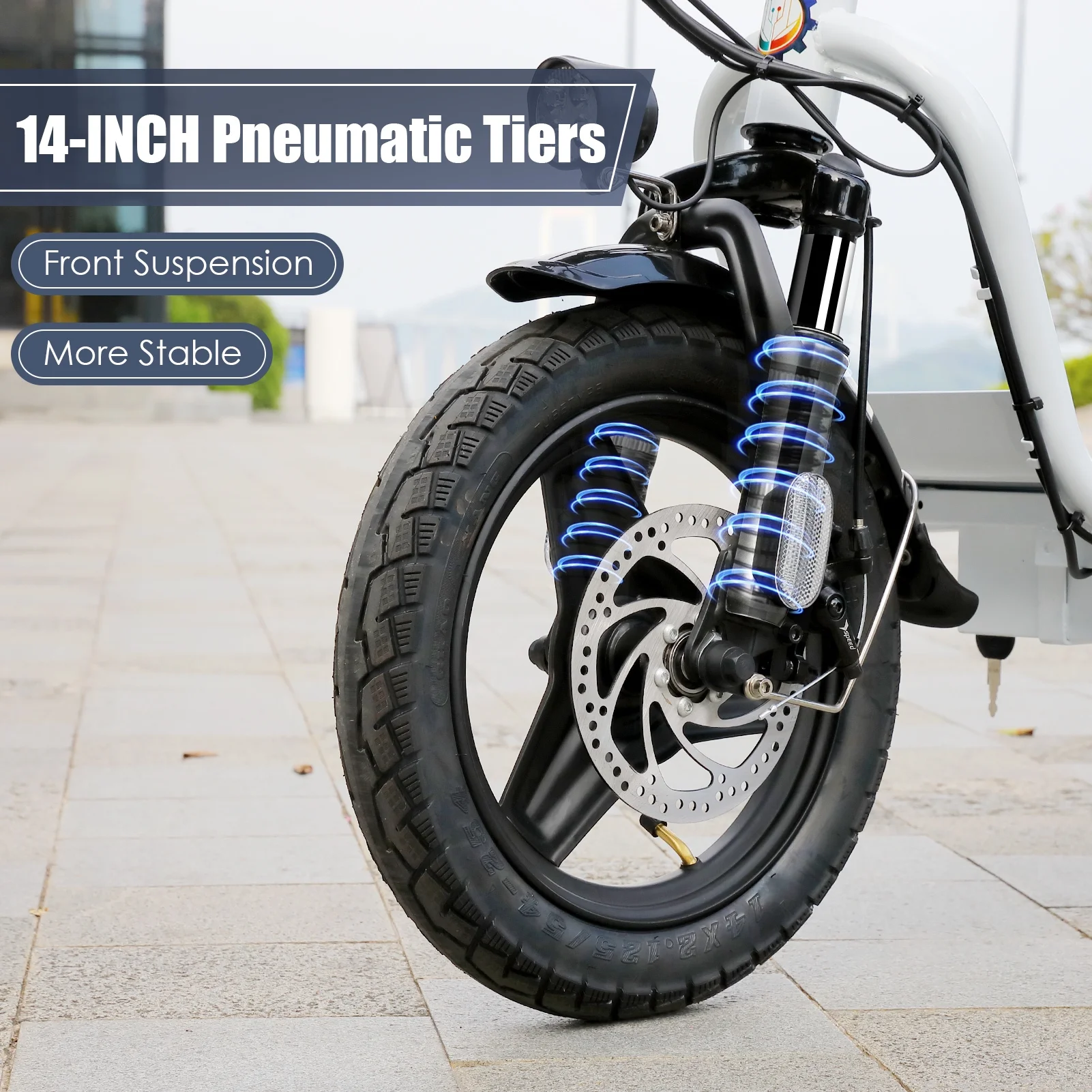 Caroma 500W Electric Scooter with Seat for Adult, 14 inch Commuter Electric Scooter with Dual Shock Absorbers and Basket - Up to 25 Miles 20 MPH, Silver - Womvr