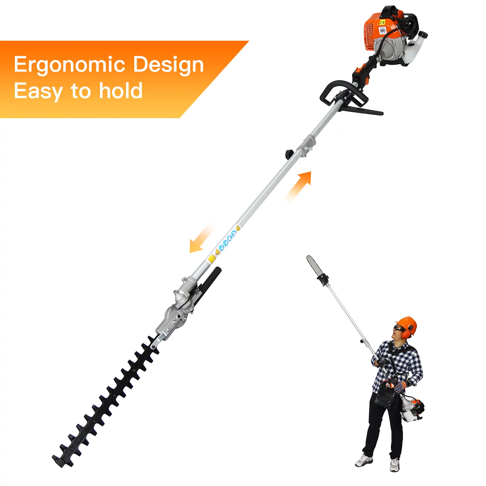 4 in 1 Weed Eater Grass Trimmer, Multi-Functional String Trimmer with Gas Pole Saw, Hedge Trimmer, Weed Trimmer, and Brush Cutter, Weed Eater for Patio Garden Lawn, 33CC 2-Cycle - Womvr