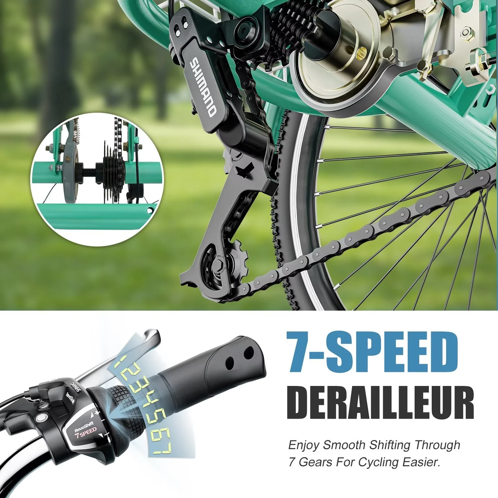 MOPHOTO Adult Tricycle 20/24/26 inch 3 Wheel Bicycle,3 Wheel Bikes for Adults,7 Speed Low Stepover Frame Tricycle with Basket/Bell,3 Wheel Bicycle for Seniors,Women,Men - Womvr