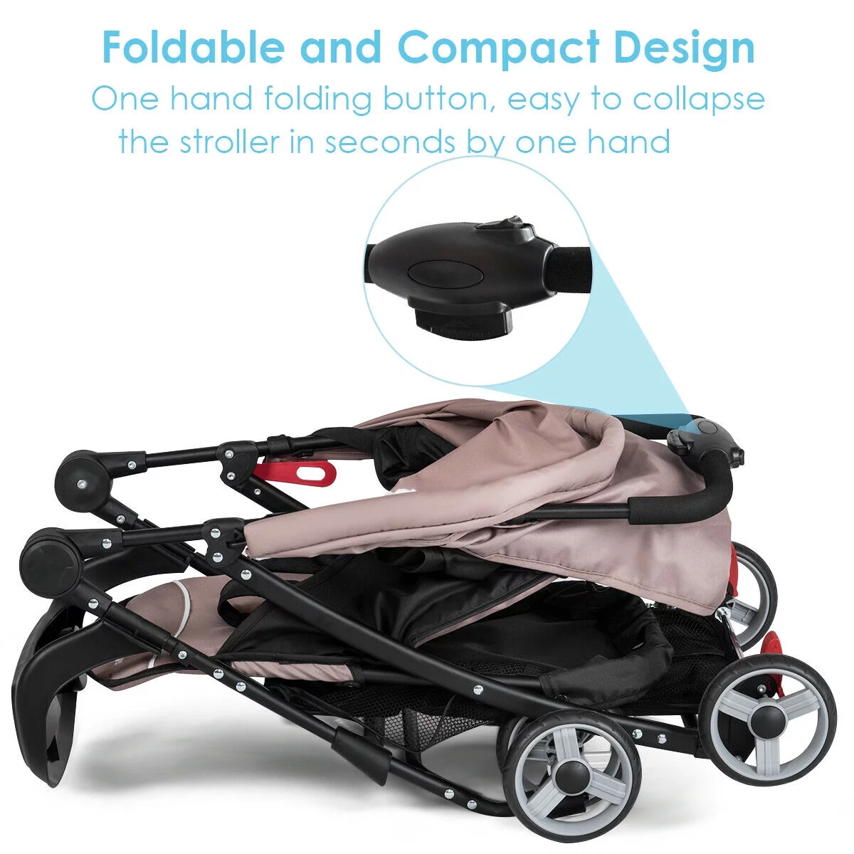 Costway Foldable Lightweight Baby Stroller Kids Travel Pushchair 5-Point Safety System Coffee - Womvr