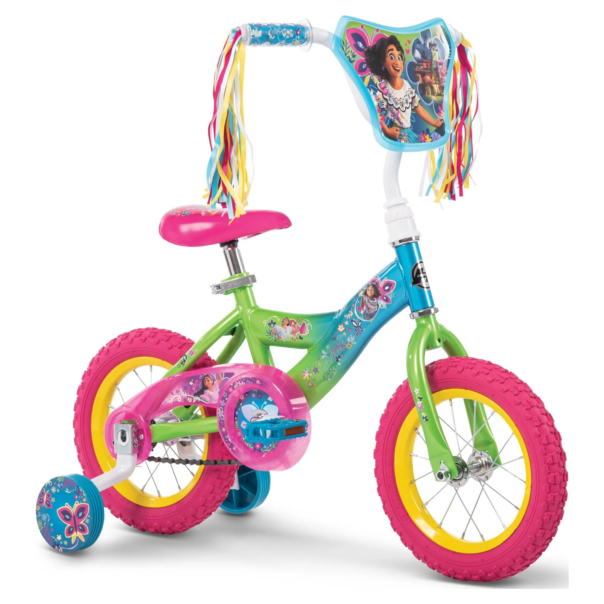 Disney Encanto 12-inch Bike for Girls, Ages 3+ Years, Pink/Green/Blue, by Huffy - Womvr