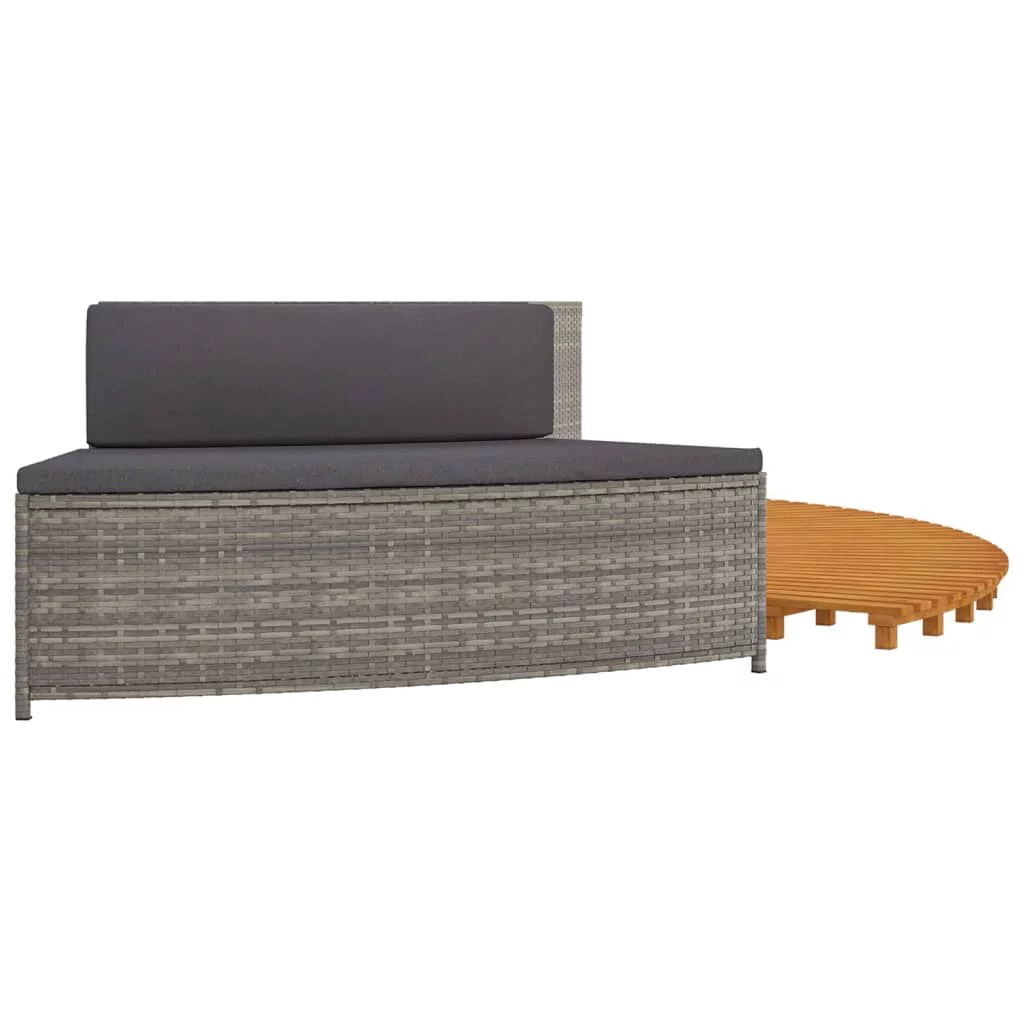 Irfora Spa Surround Gray Poly Rattan and Solid Wood Acacia - Womvr