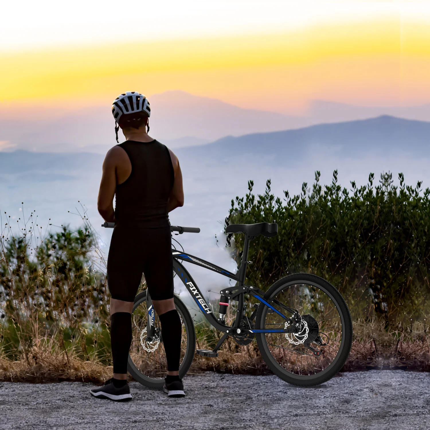 Fixtech 26-inch Mountain Bike with Full Suspension Frame, 21 Speed, Black/Blue - Womvr