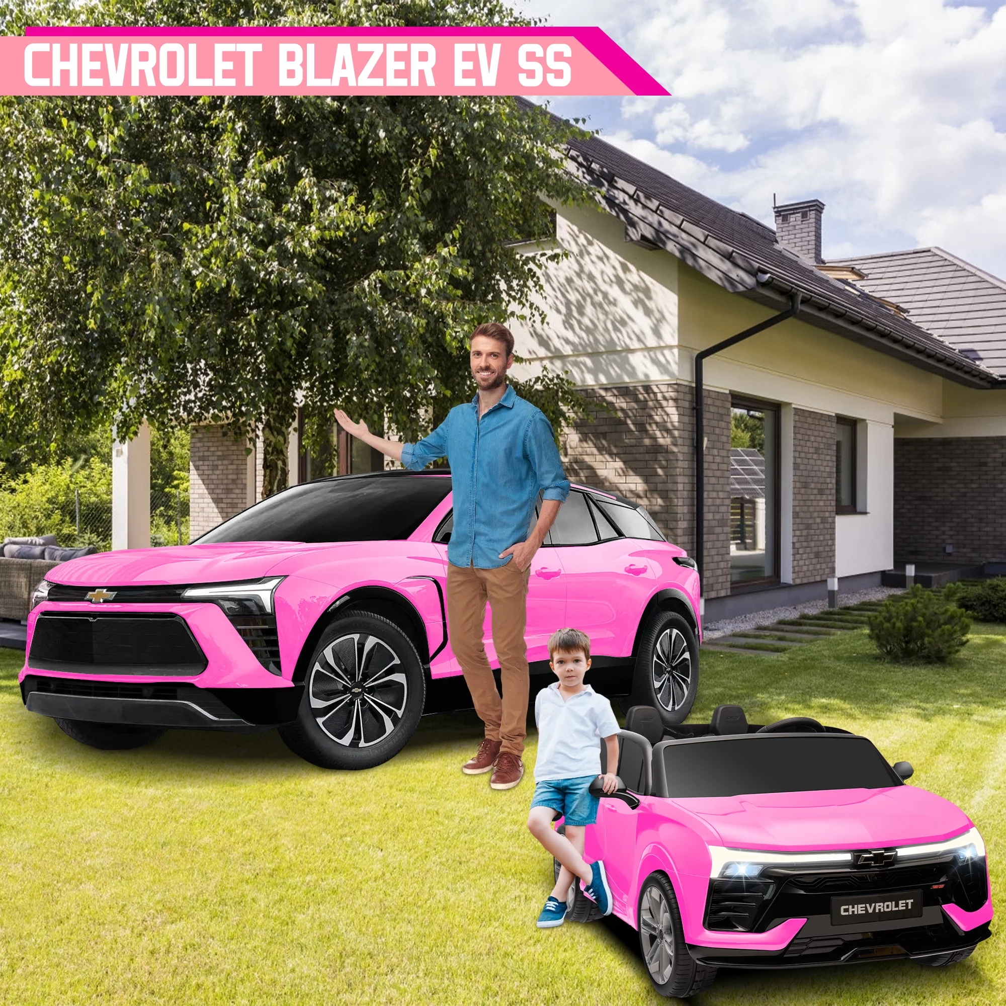 24V Kids Ride on Car, Licensed Chevrolet Blazer EV SS 2 Seater Ride on Toy Truck with Remote, Electric Cars for Kids Boys Girls, LED Lights,MP3 Music, Bluetooth Black - Womvr