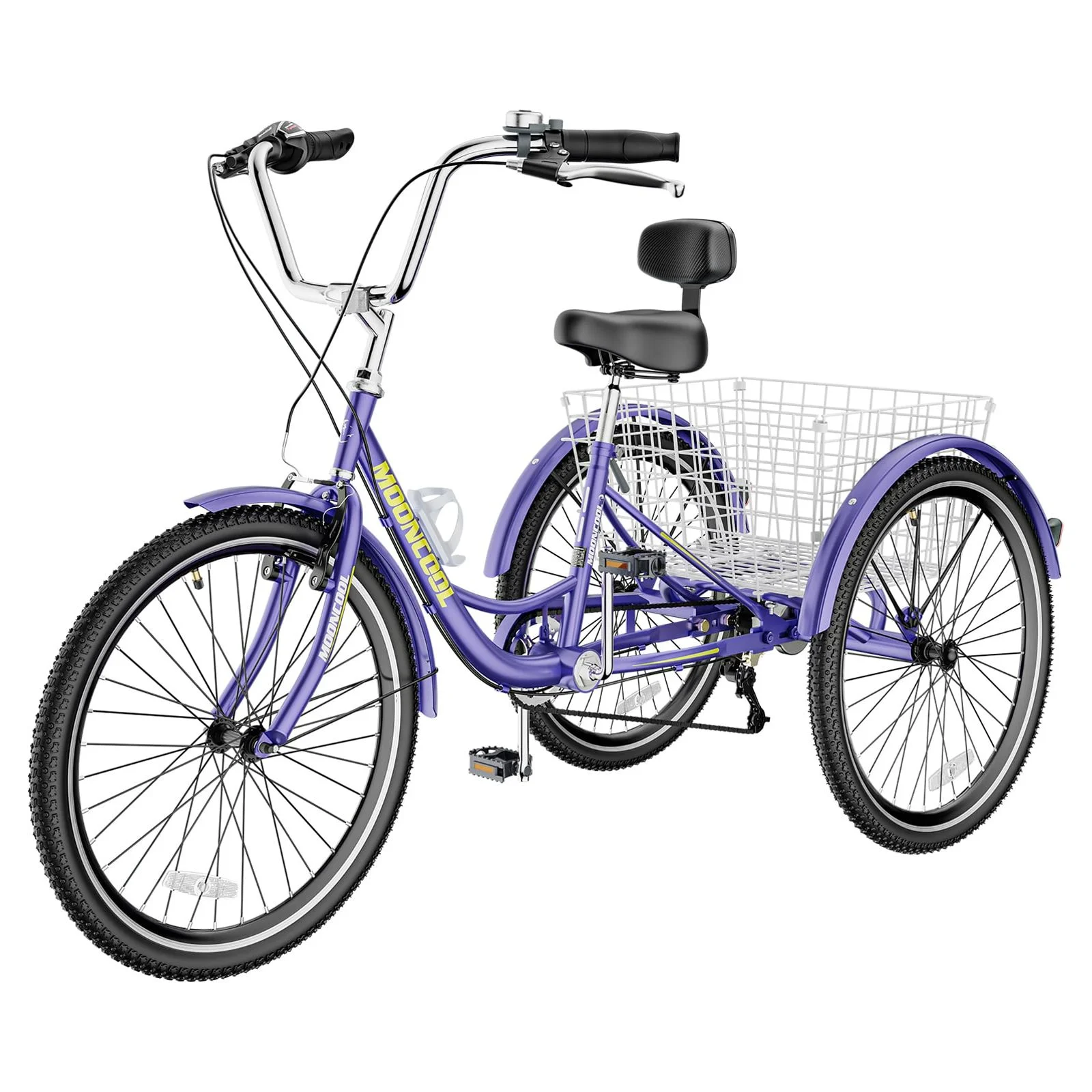 MOPHOTO 7 Speed Adult Tricycle 26 in/24in/20in, Trikes for Adults, Adult Tricycle with Basket & Dual Braking System, Adult Trikes for Women, Men, 3 Wheeled Bicycle for Shopping, Picnics Exercise - Womvr