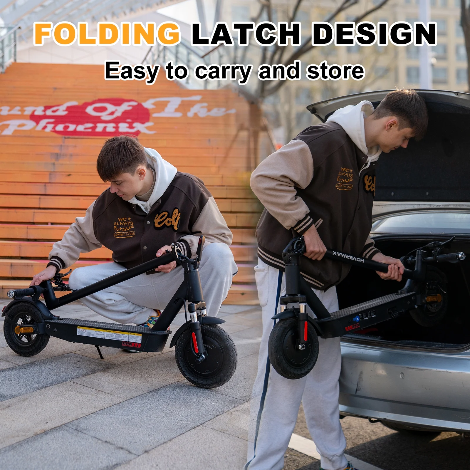 HOVERMAX H10K Pro Electric Scooter, 500W Motor 19MPH Top Speed 22 Miles Long Range, 10'' Solid Tires Folding Electric Scooter for Adult Commute - Womvr