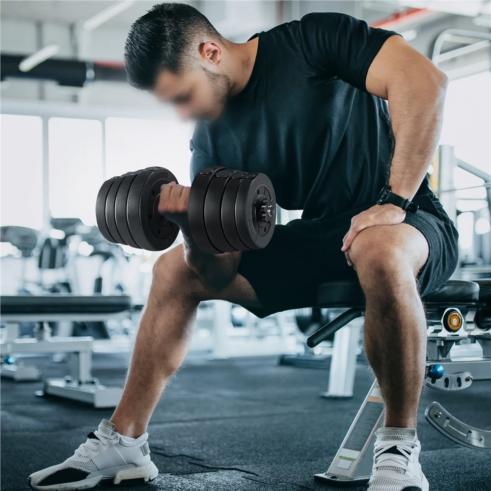 Yaheetech 66LB Adjustable Dumbbell Weight Set Home Training Dumbbell Pair Lifting Black - Womvr