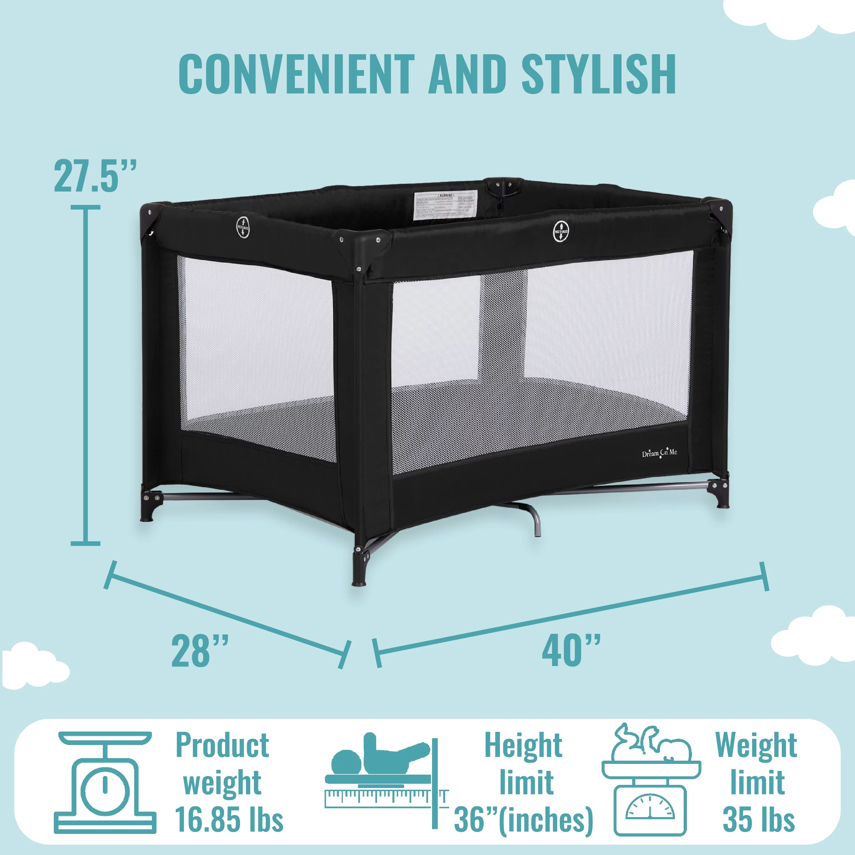 Dream On Me Nest Portable Play Yard with Carry Bag and Shoulder Strap, Pink - Womvr