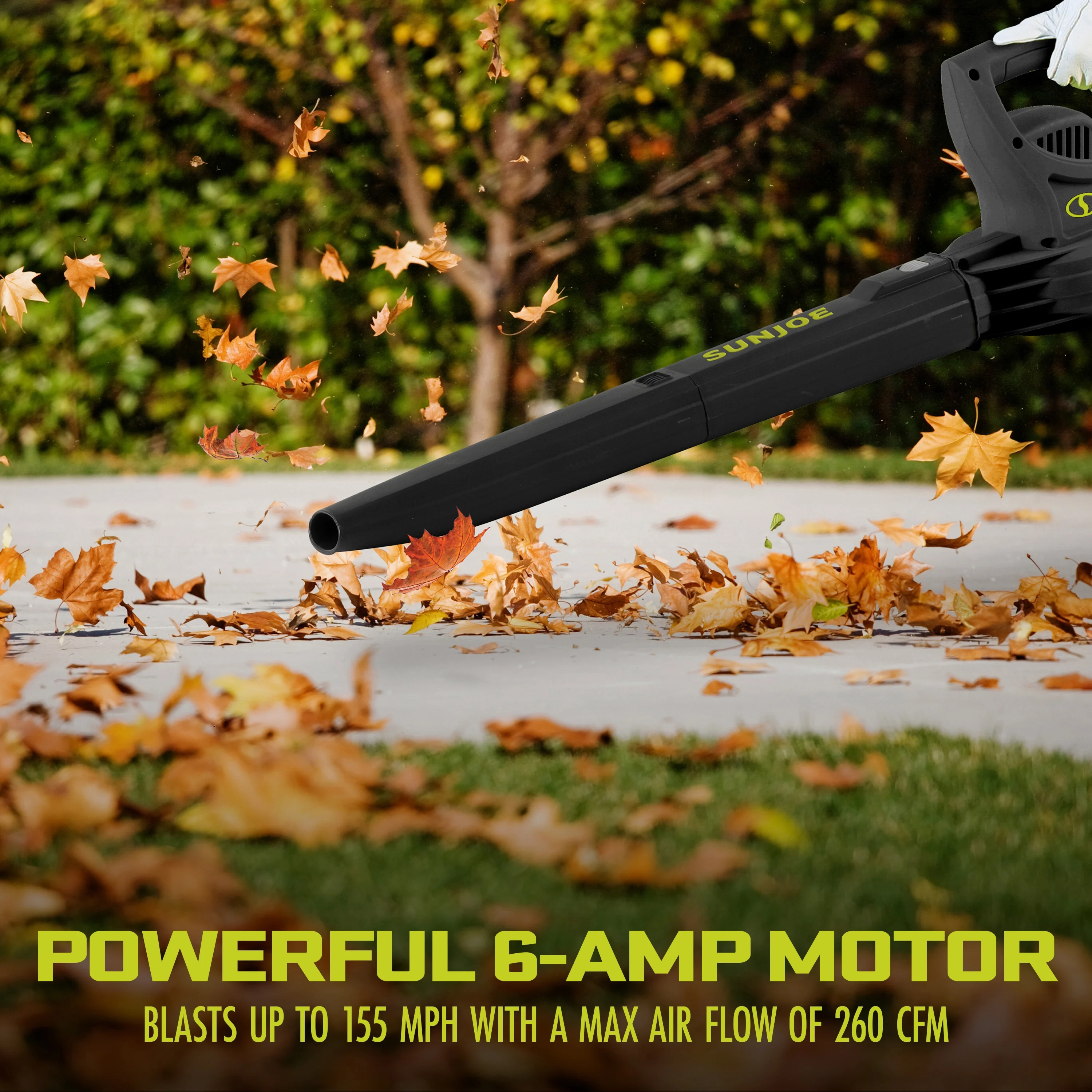 Sun Joe All-Purpose Electric Leaf Blower, 6-Amp, 155-mph, 260-CFM - Green - Womvr