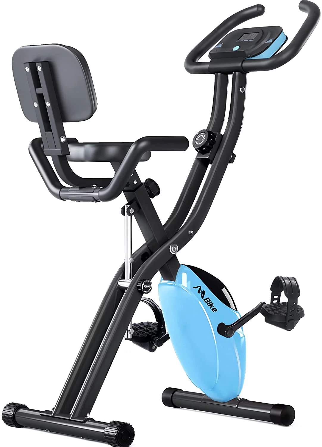 Folding Exercise Bike with 10-Level Adjustable Magnetic Resistance | Upright and Recumbent Foldable Stationary Bike is The Perfect Workout Bike for Home Use for Men, Women, and Seniors - Womvr