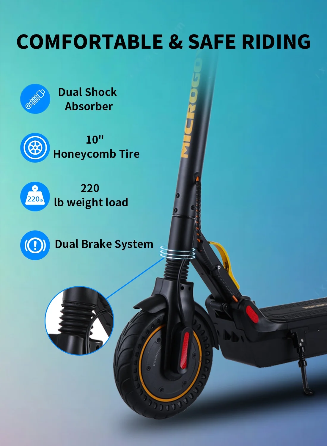 MICROGO M5 Pro Electric Scooter, 500W Motor 10