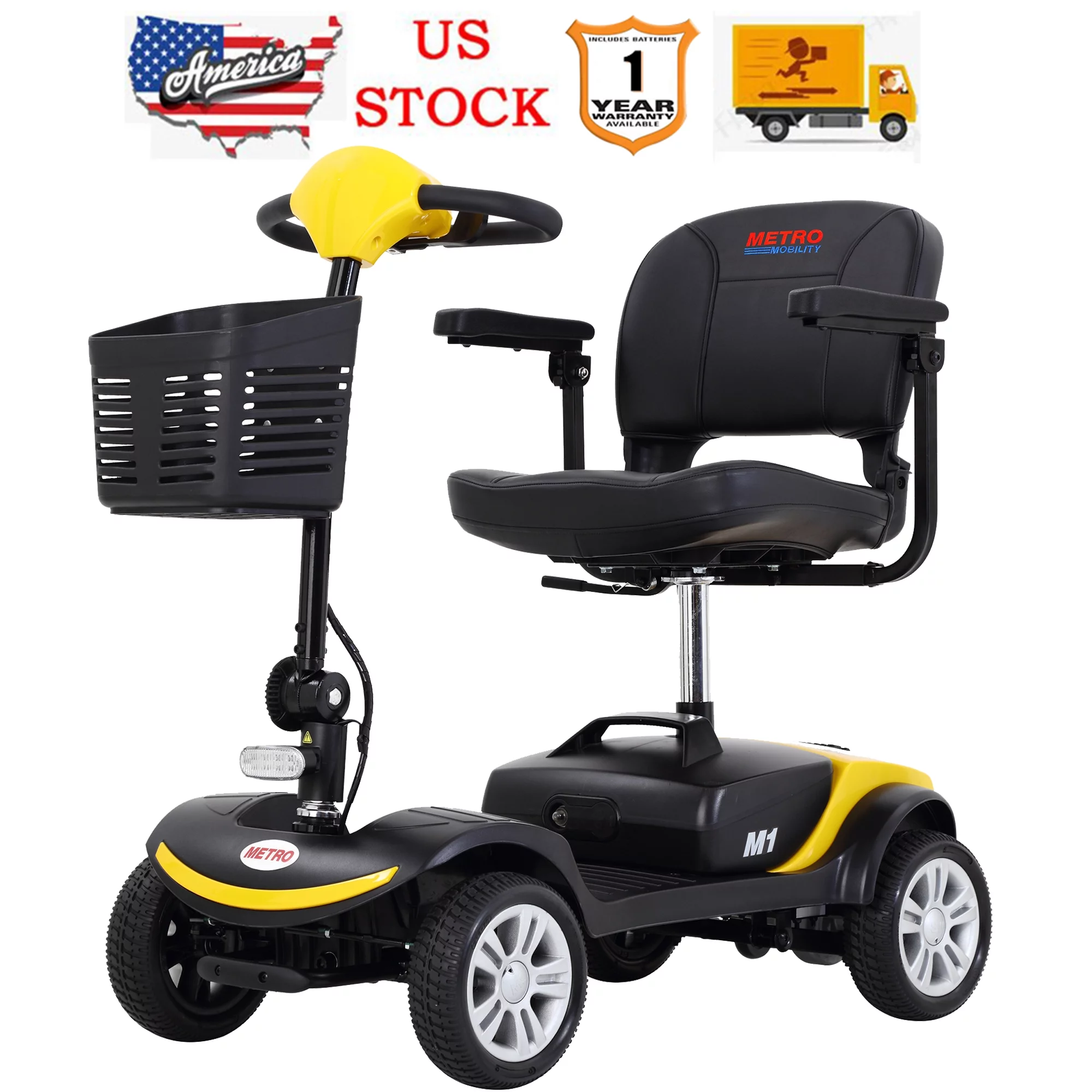 Segmart Mobility Scooter for Elderly, Durable Heavy Duty 4 Wheel Seniors Mobile Device with Lights, 300lbs, Red - Womvr