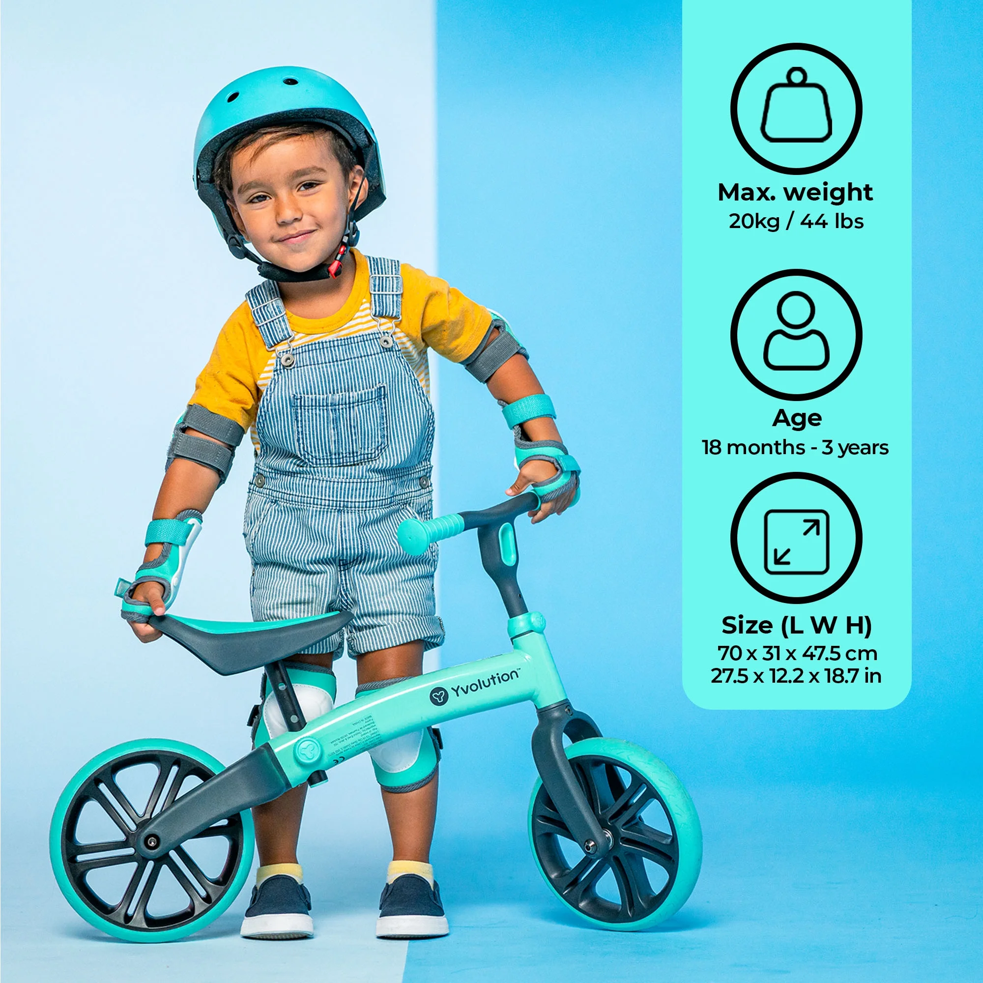 Yvolution Toddler Balance Bike 9'' Wheel (Blue) Boys and Girls, 18 Months to 3 Years Old - Womvr