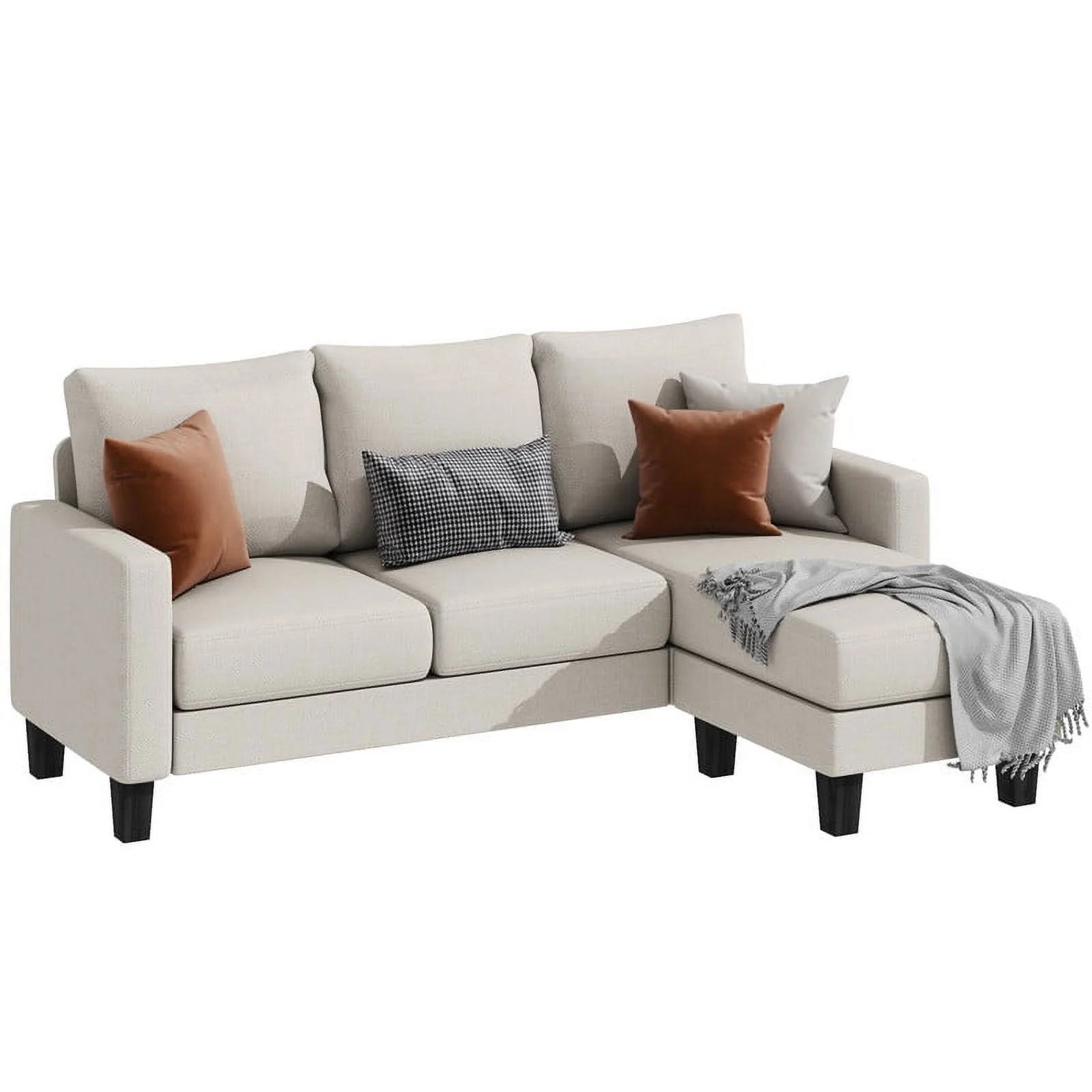Homall Convertible Sectional Sofa Couch, Modern Linen Fabric L-Shaped Couch 3-Seat Sofa Sectional with Reversible Chaise for Small Living Room, Apartment and Small Space, Dark Gray - Womvr