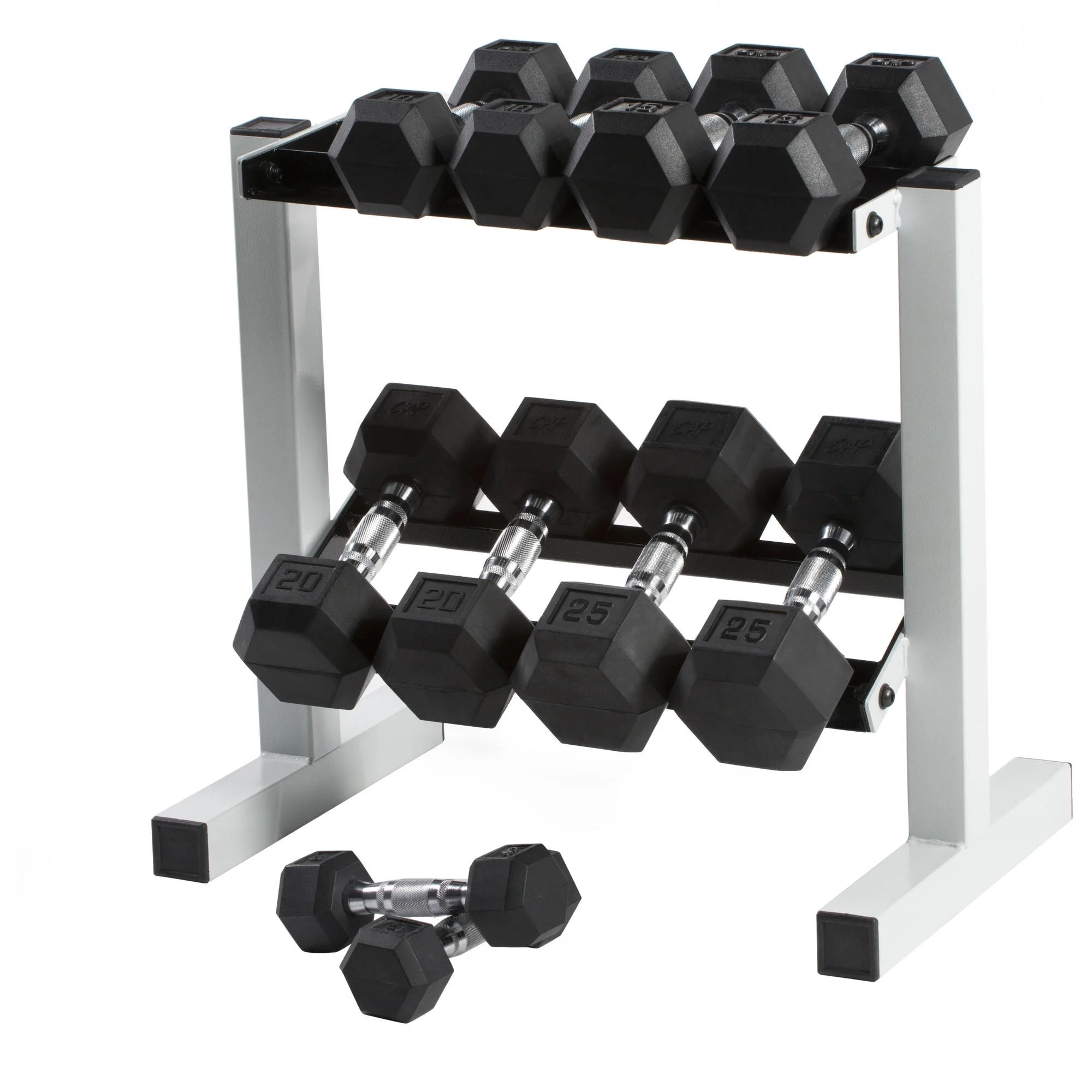 CAP 50 lb Rubber Hex Dumbbell Weight Set, Includes 2 x 25lb Dumbbells - Womvr