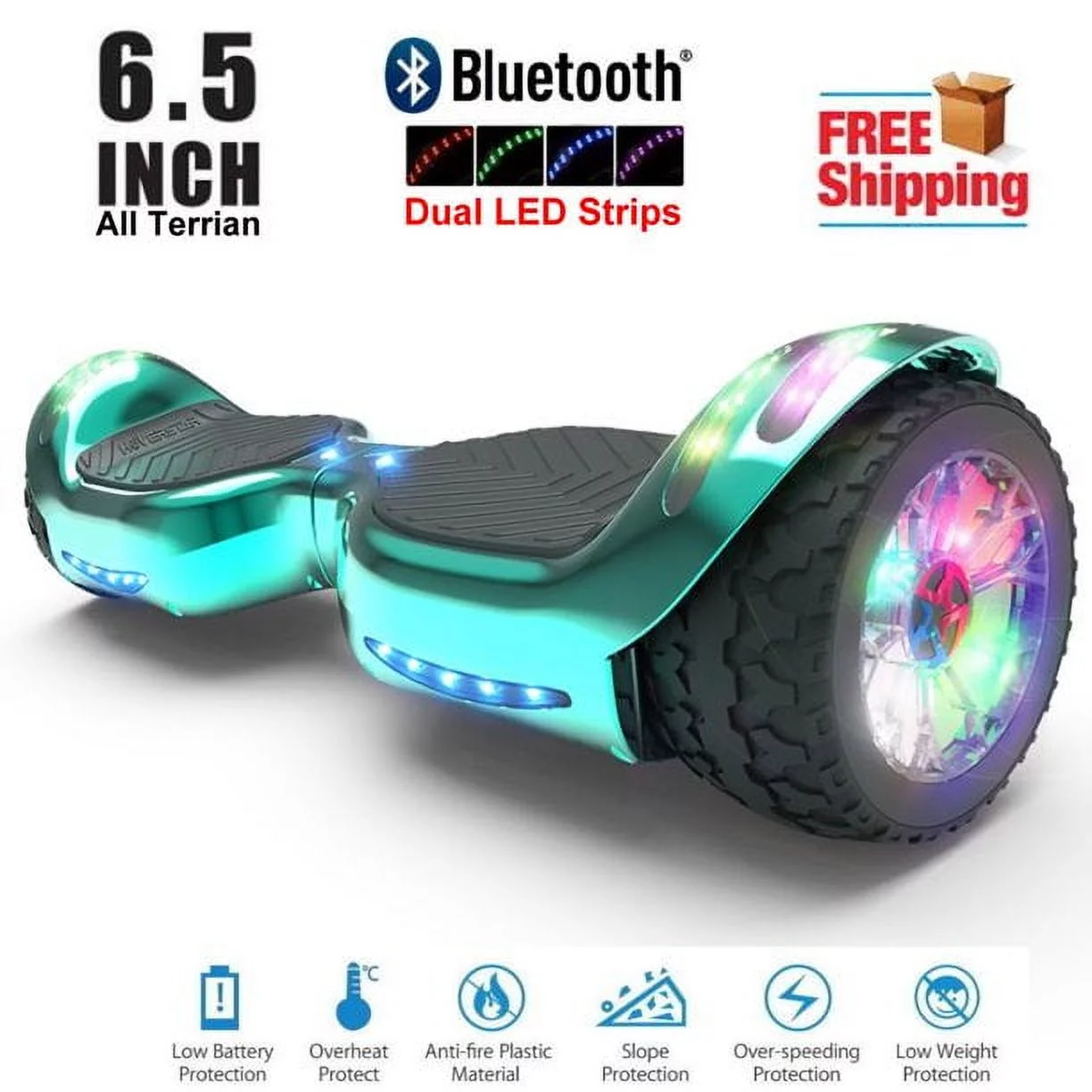 Hoverstar ul2272 Hoverboard All-Terrain LED Flash Wide All Terrian Wheel, Blue - Womvr