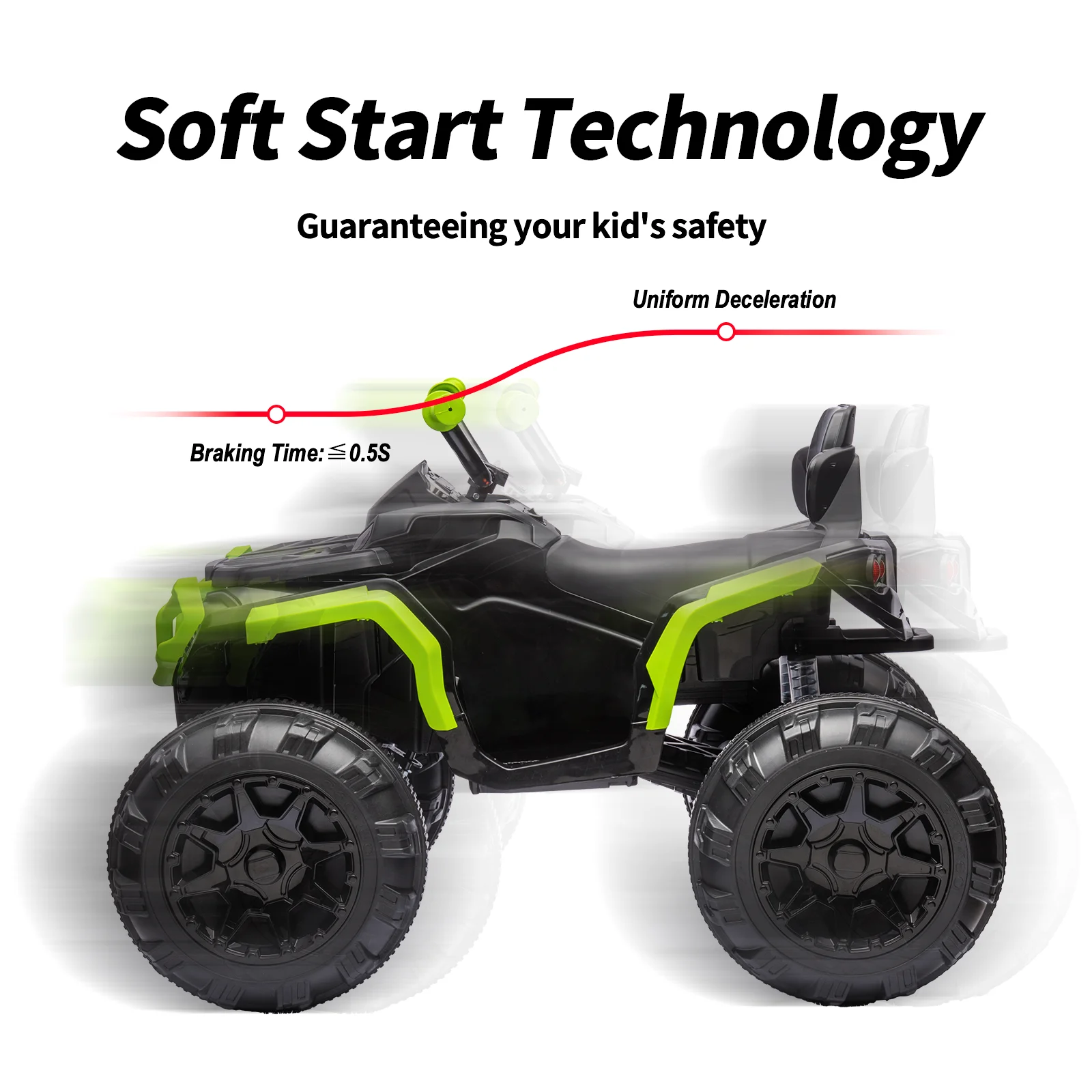 Hikiddo Kids ATV 4 Wheeler, 24V Kids Ride on Toy for Big Kid w/Bluetooth, 400W Motor - Green - Womvr