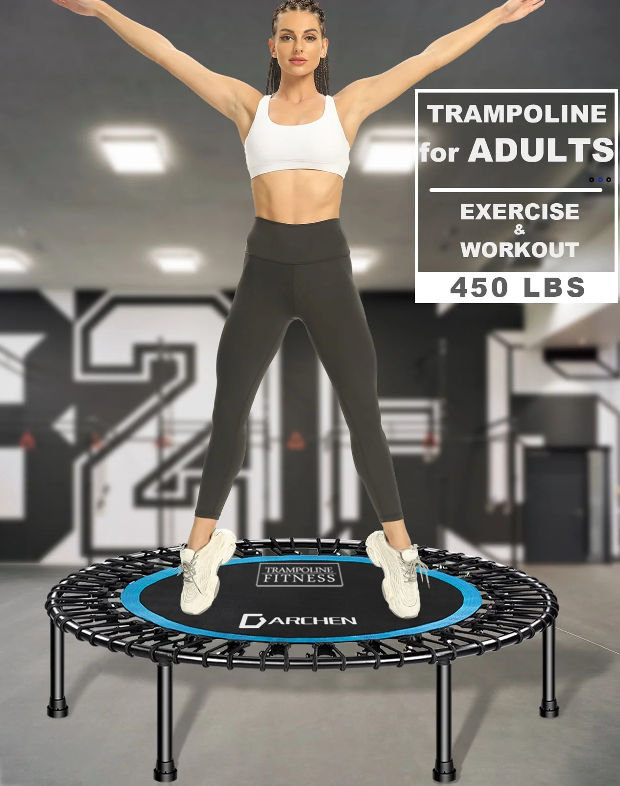 Darchen 450 lbs Mini Trampoline for Adults, Indoor Small Rebounder Exercise Trampoline for Workout Fitness for Quiet and Safely Cushioned Bounce, 40 Inch - Womvr