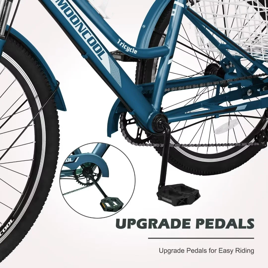 Lilypelle Adult Tricycle, 7 Speed Three Wheel Bicycles, 26