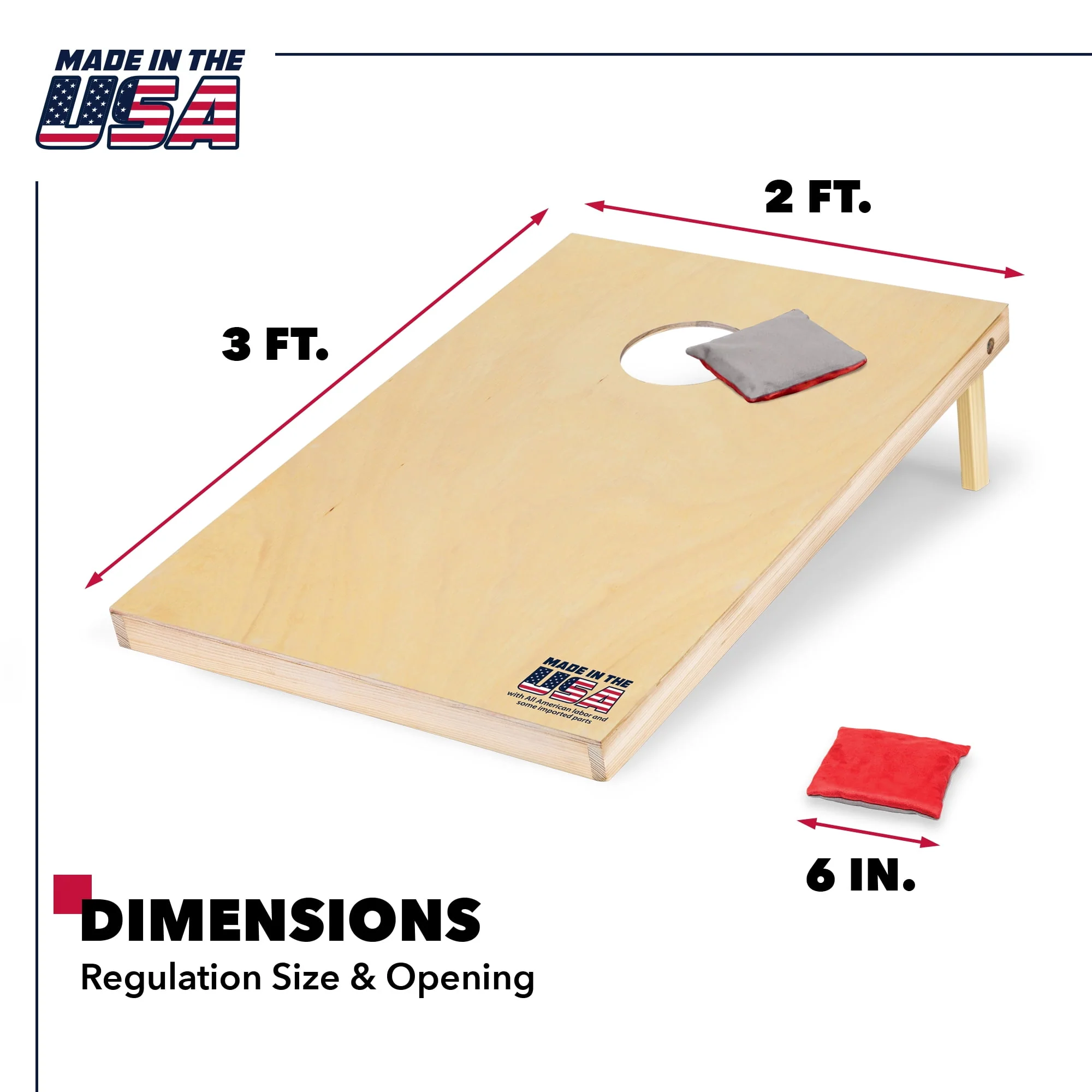 EastPoint Sports 2' x 3' Cornhole Boards - Natural Wood Bean Bag Toss Set with 8 Bean Bags - Womvr