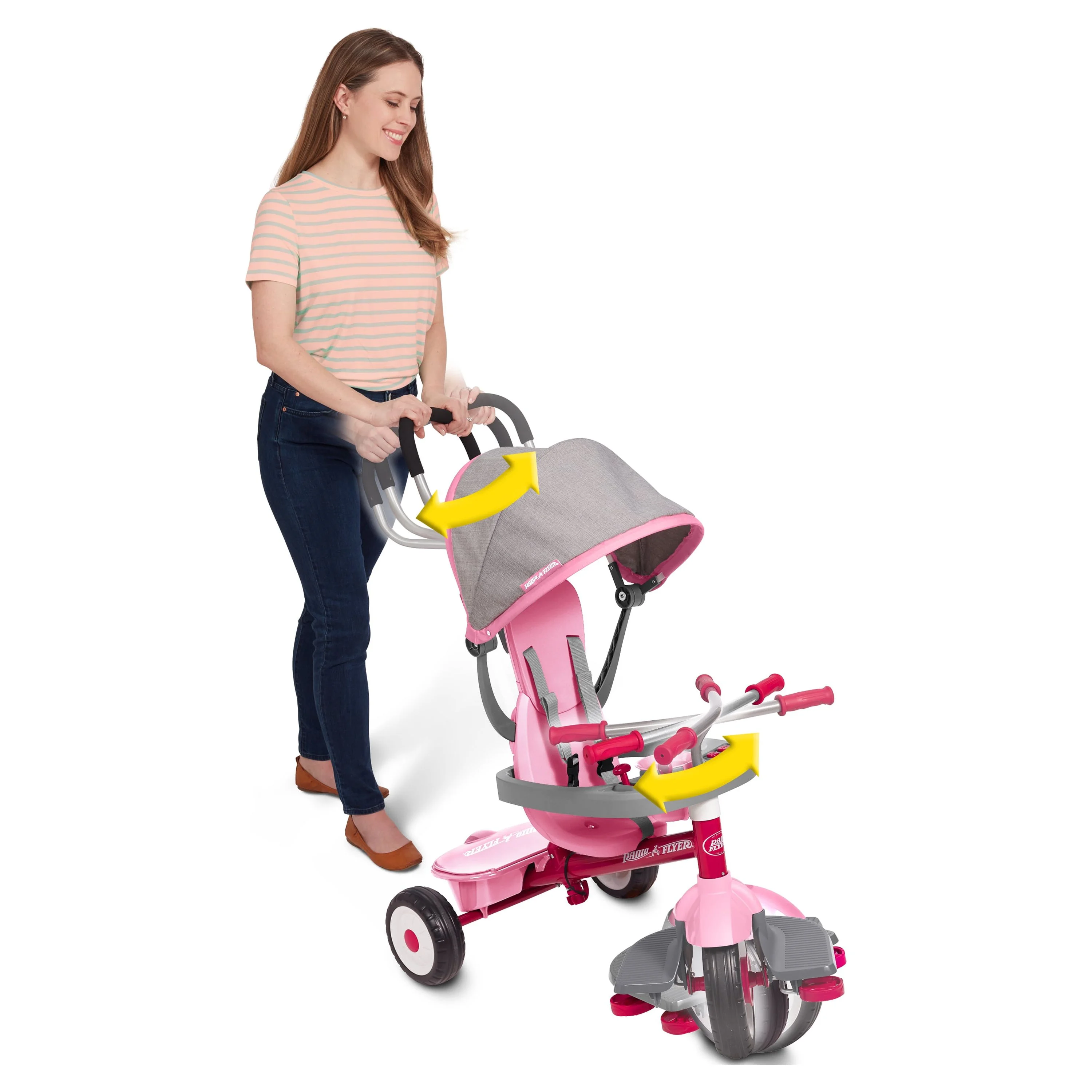 Radio Flyer, 4-in-1 Stroll 'N Trike with Activity Tray, Red & Gray, Convertible Tricycle,  Unisex - Womvr