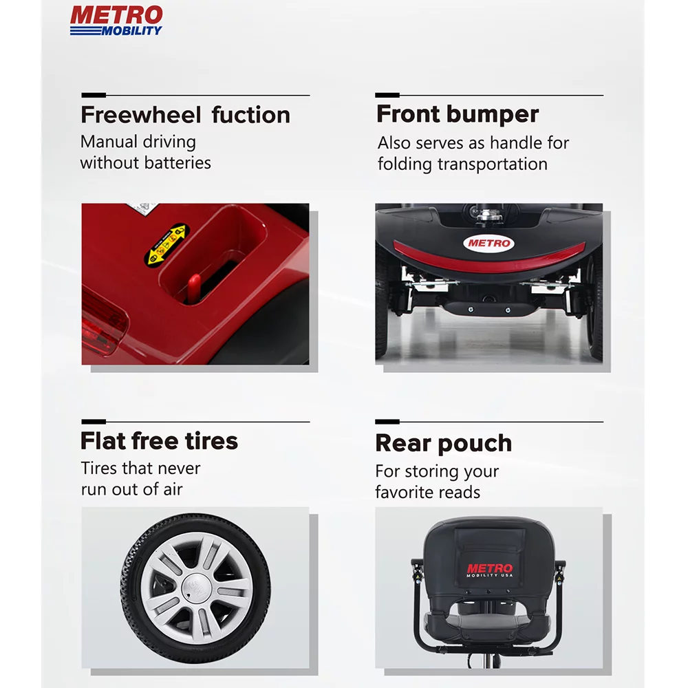 BTMWAY Mobility Scooter, 4 Wheels Electric Scooter for Seniors, Compact Folding Travel Mobility Scooters for Adult, Transformer Mobility Scooter with Swivel Seat, Front and Rear LED Light, Silver - Womvr