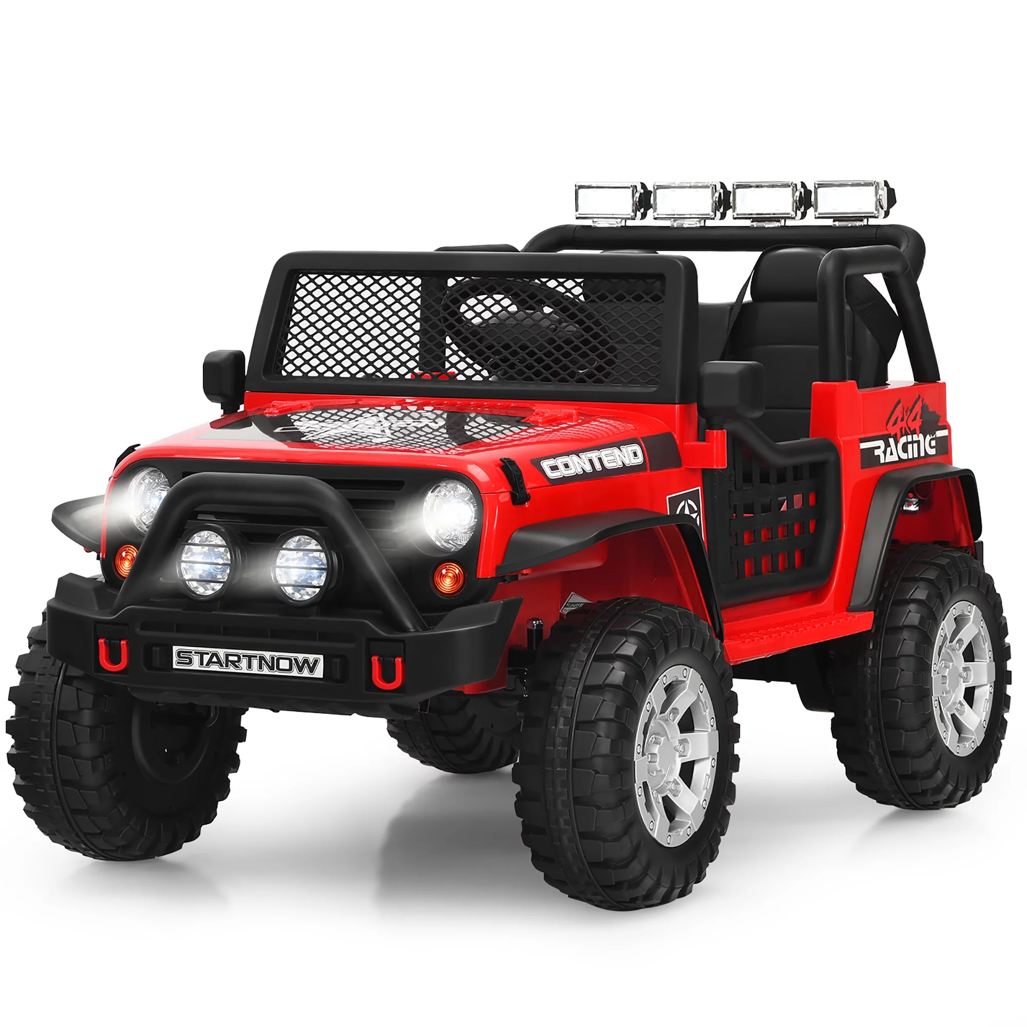 Costway 12V Kids Ride On Truck Remote Control Electric Car with Lights&Music Red - Womvr