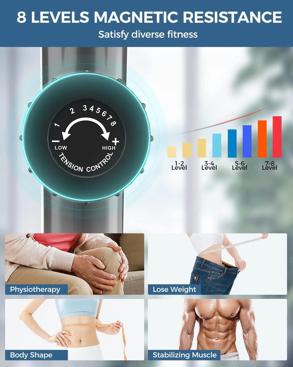 Cycool Workout Home Cycling Magnetic Recumbent Exercise Bike Fitness Cardio Elliptical Indoor Cycling Bike 330lbs Blue - Womvr