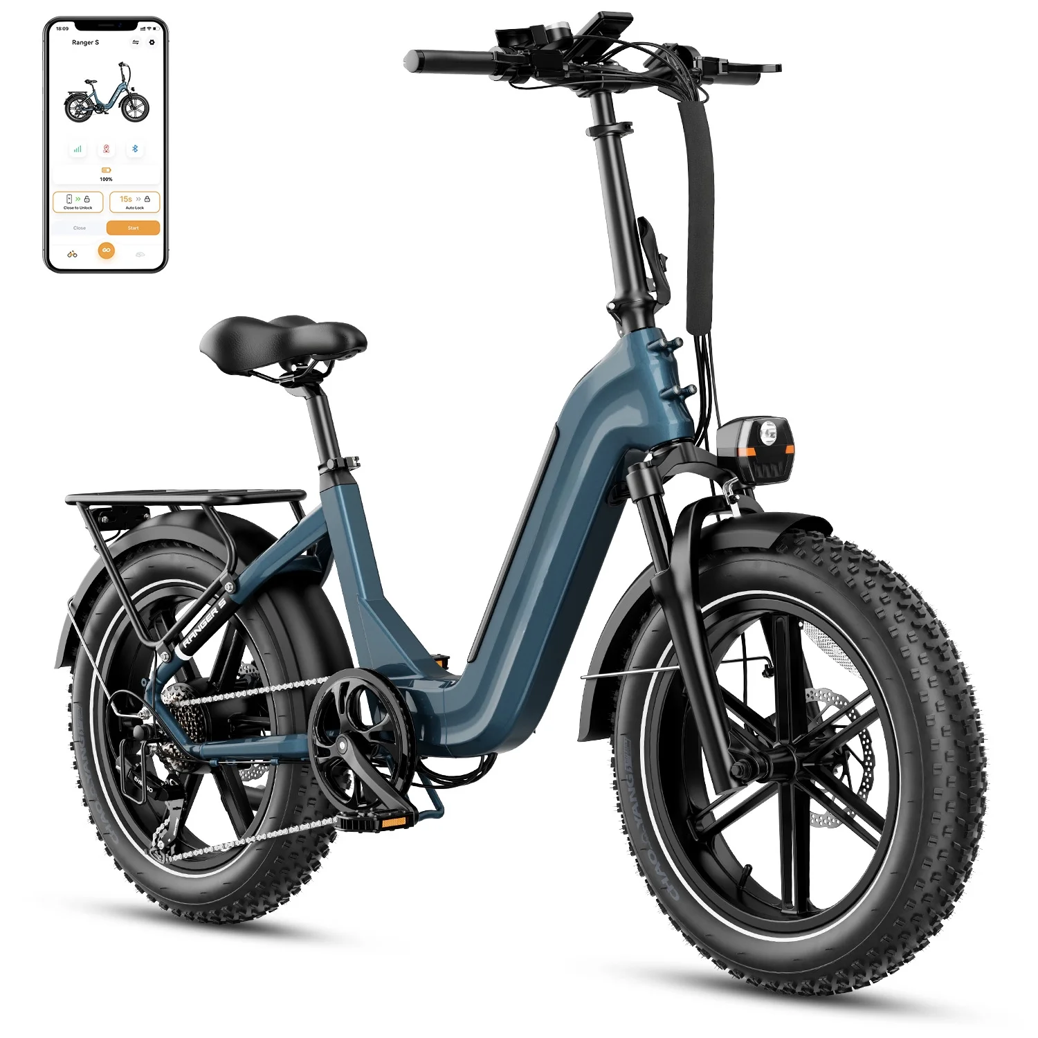 Yoloway Ranger S Folding Electric Bike, Foldable Electric Bicycle with 48V 14.4AH Removable Battery, 20