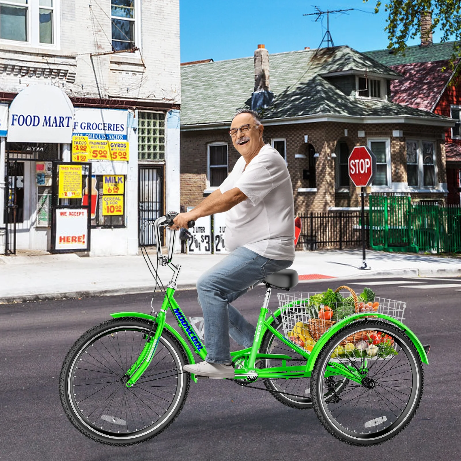 Lilypelle Adult Tricycles 7 Speed 20/24/26 Inch Three Wheel Bike Cruiser Trike with Low-Step Through Frame/Large Basket for Men, Women, Seniors - Womvr