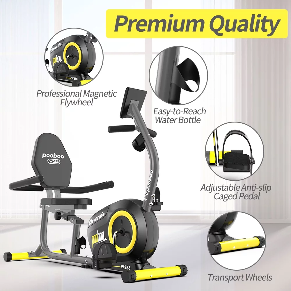 Cycool Workout Home Cycling Magnetic Recumbent Exercise Bike Fitness Cardio Elliptical Indoor Cycling Bike 330lbs Blue - Womvr