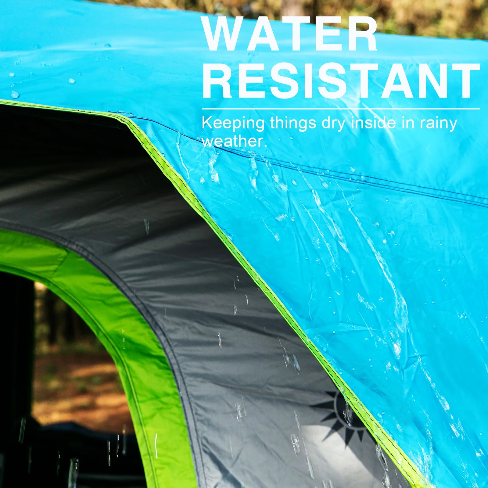 EVER ADVANCED 6 Person Blackout Camping Tent, Instant Family Cabin Tents with Rainfly, 60s Quick Setup, Water-Resistant, Blue - Womvr