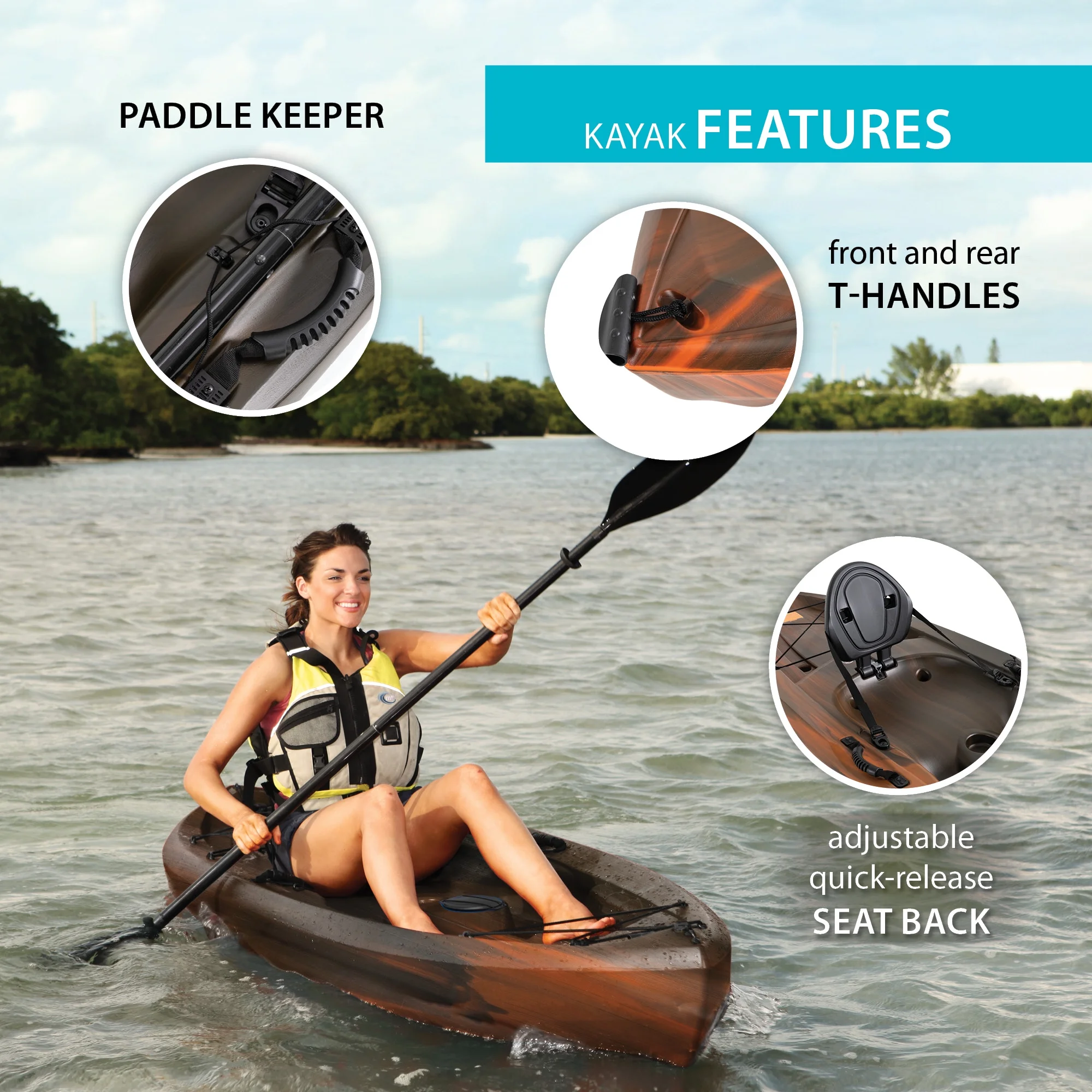 Lifetime Tamarack 100 Sit-on-Top Kayak, Tiger Fusion (91105) - Womvr