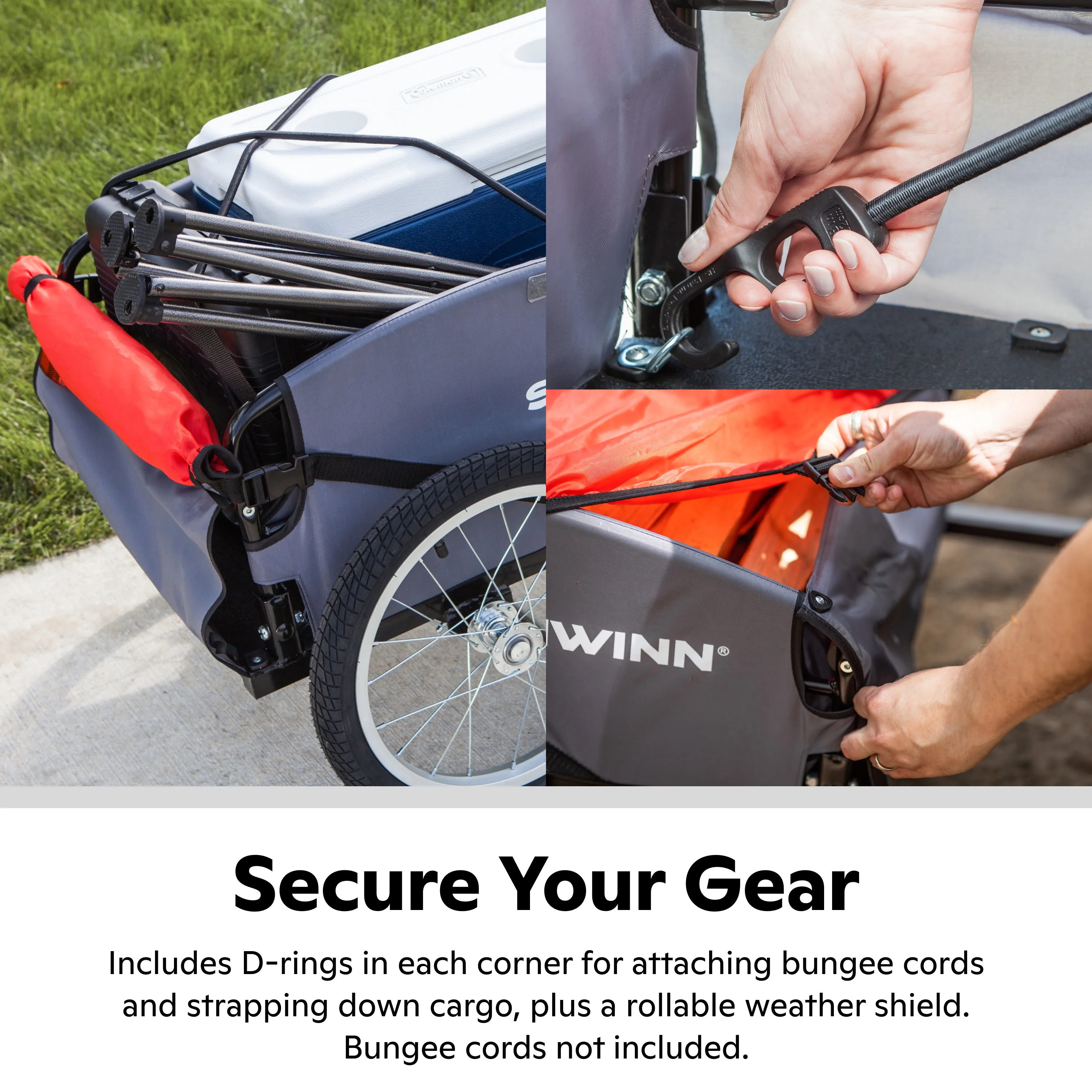 Schwinn Daytripper Cargo Trailer, 100 lbs capacity, gray / red - Womvr