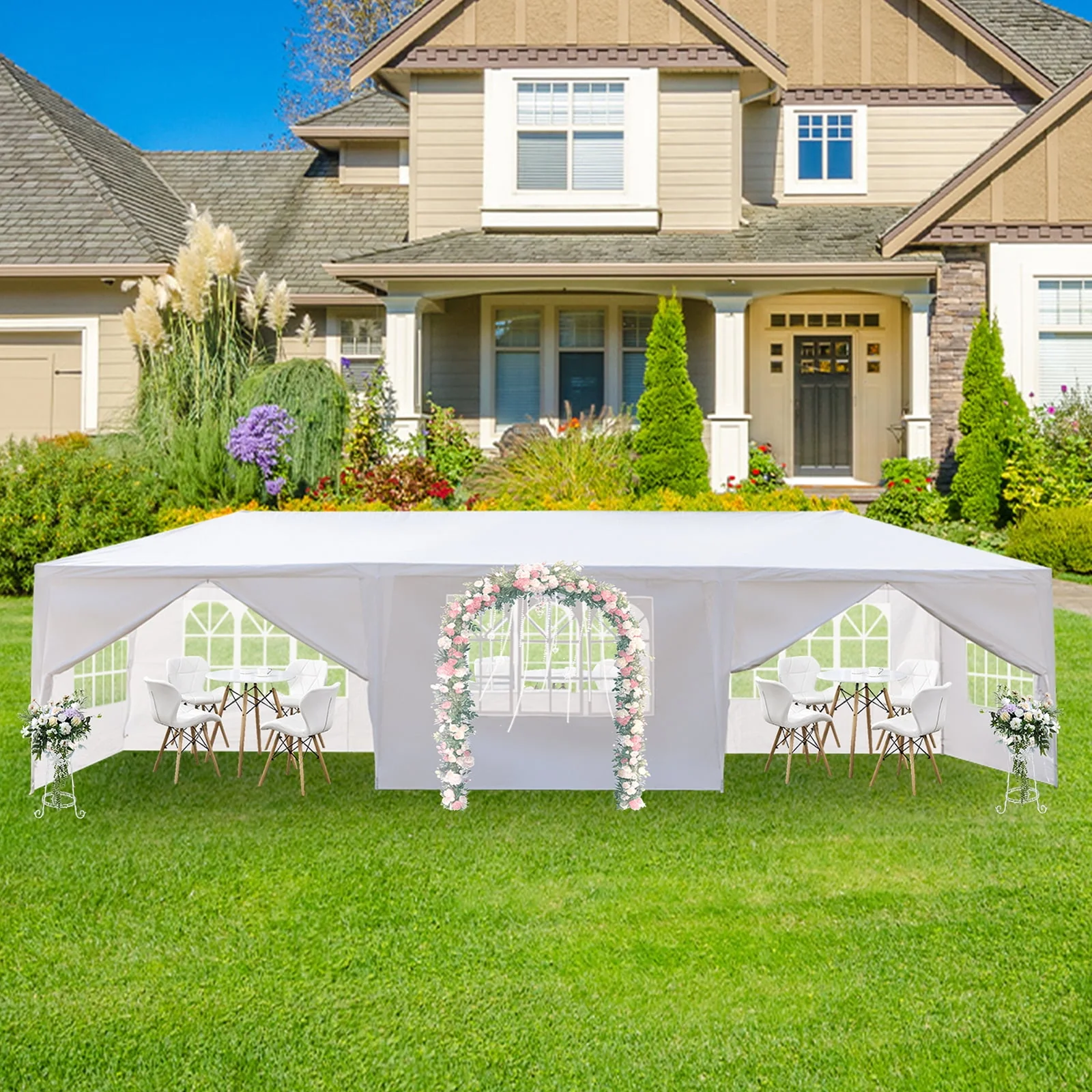 Ktaxon 10' X 30' Canopy Tent with 8 Side Walls for Party Wedding Camping and BBQ - Womvr