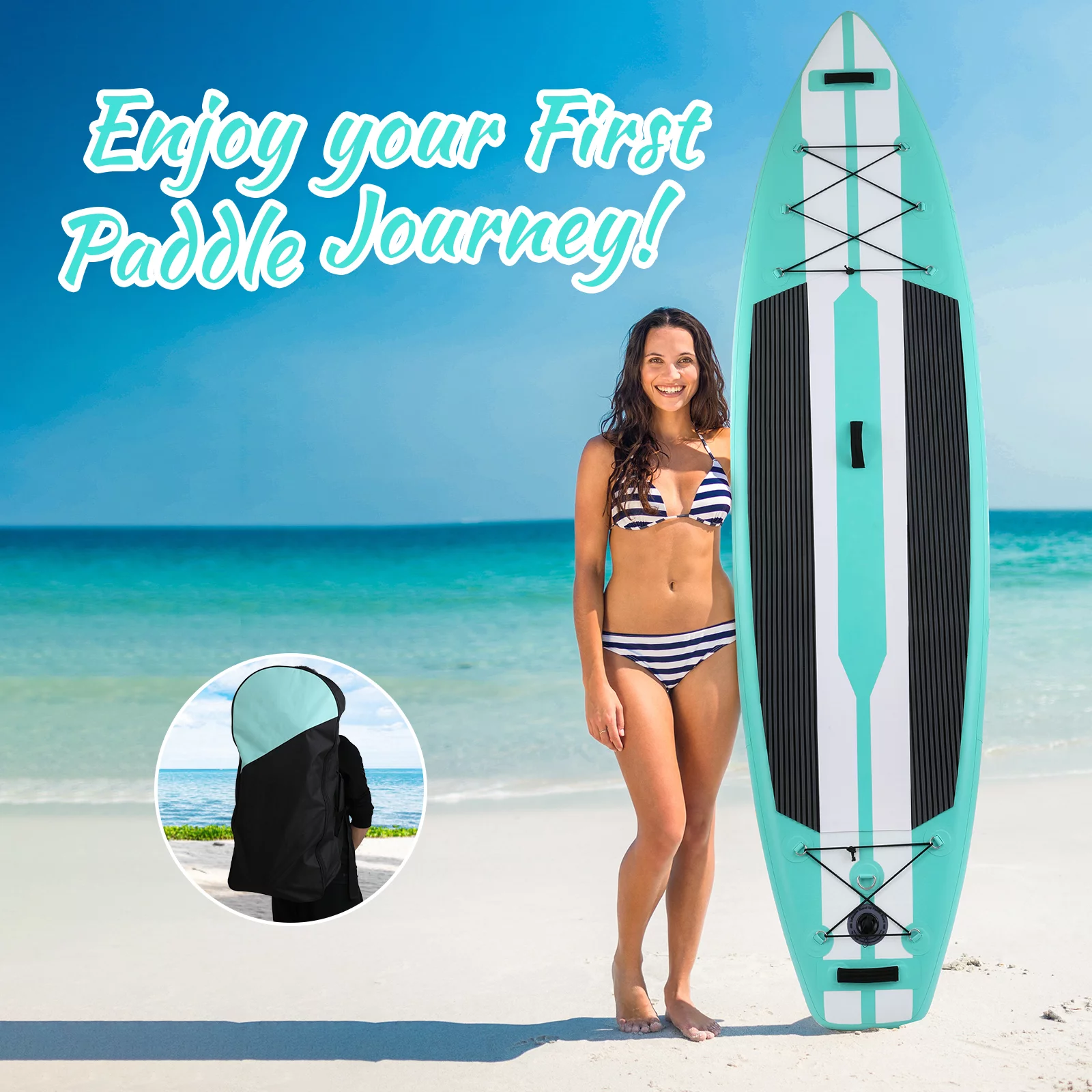 Arlopu 11FT Stand Up Paddle Board Inflatable with Premium SUP Accessories & Backpack, Non-Slip Deck, Waterproof Bag, Leash, Paddle and Hand Pump - Womvr