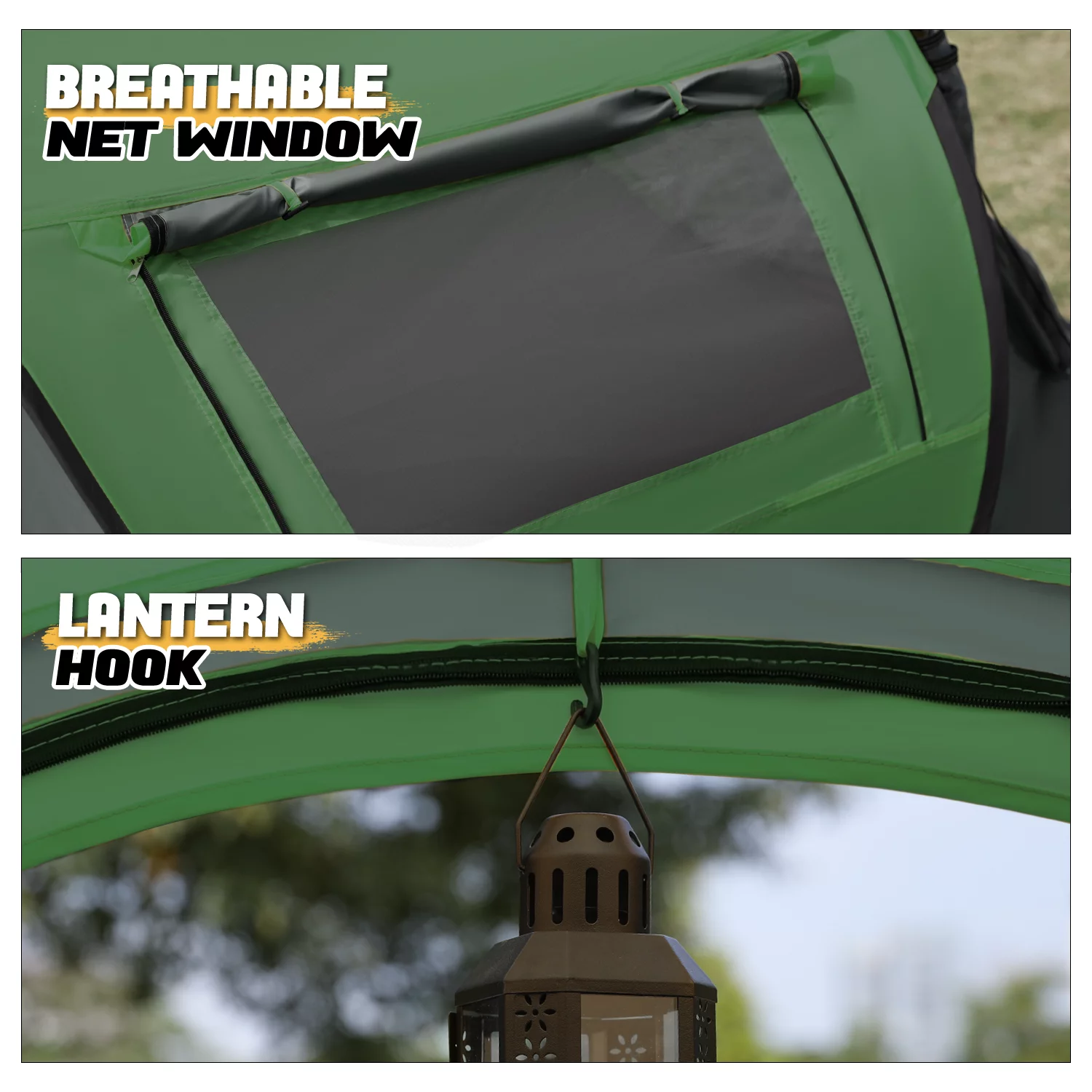 MoNiBloom Tent 3 Person Outdoor Pop Up, Family Travel Weatherproof Tent, 2 Doors and Side Windows with Carry Bag, Yellow - Womvr