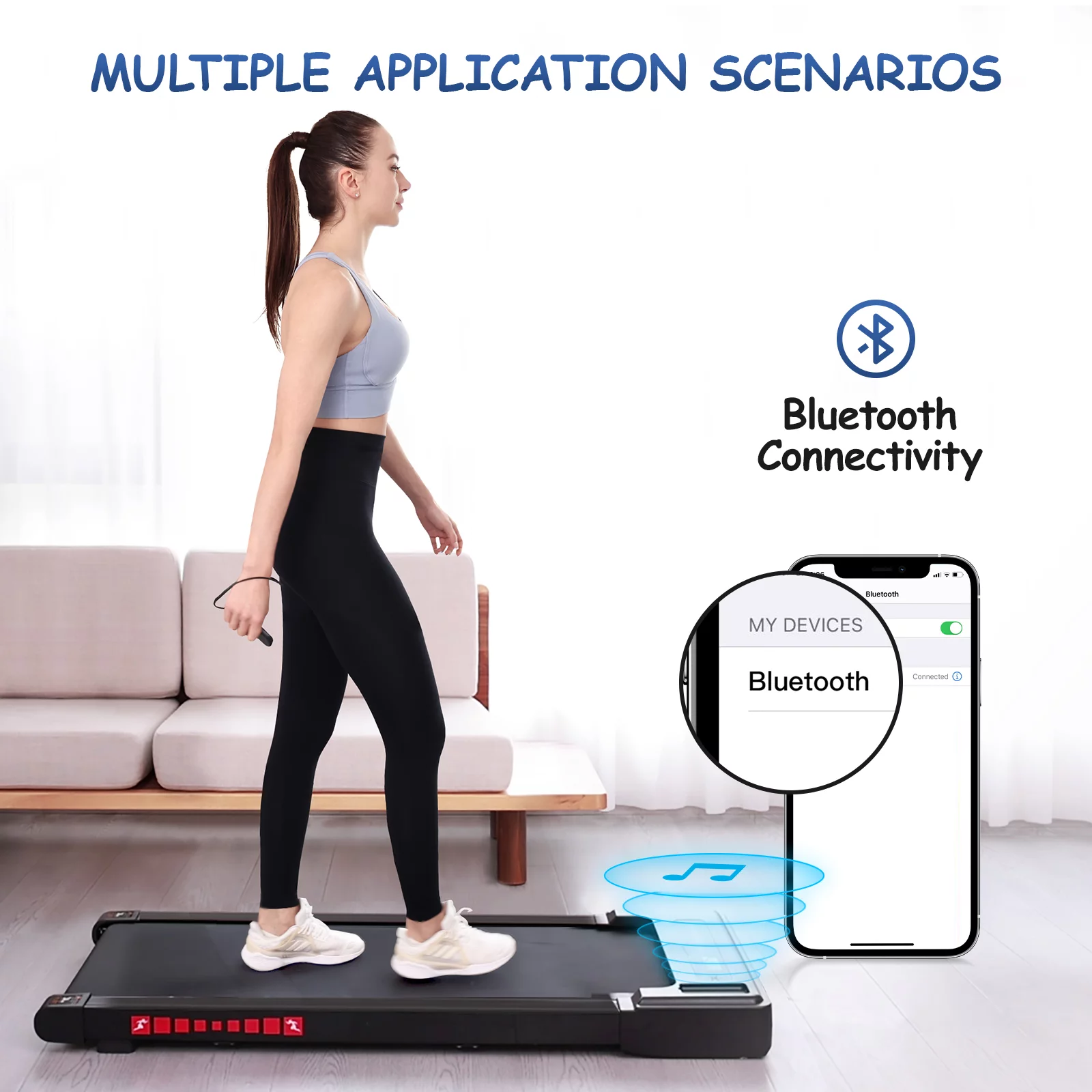 OBENSKY Walking Pad Treadmill Under Desk, White 2.25HP Portable Mini Treadmill w/ Remote Control - Womvr