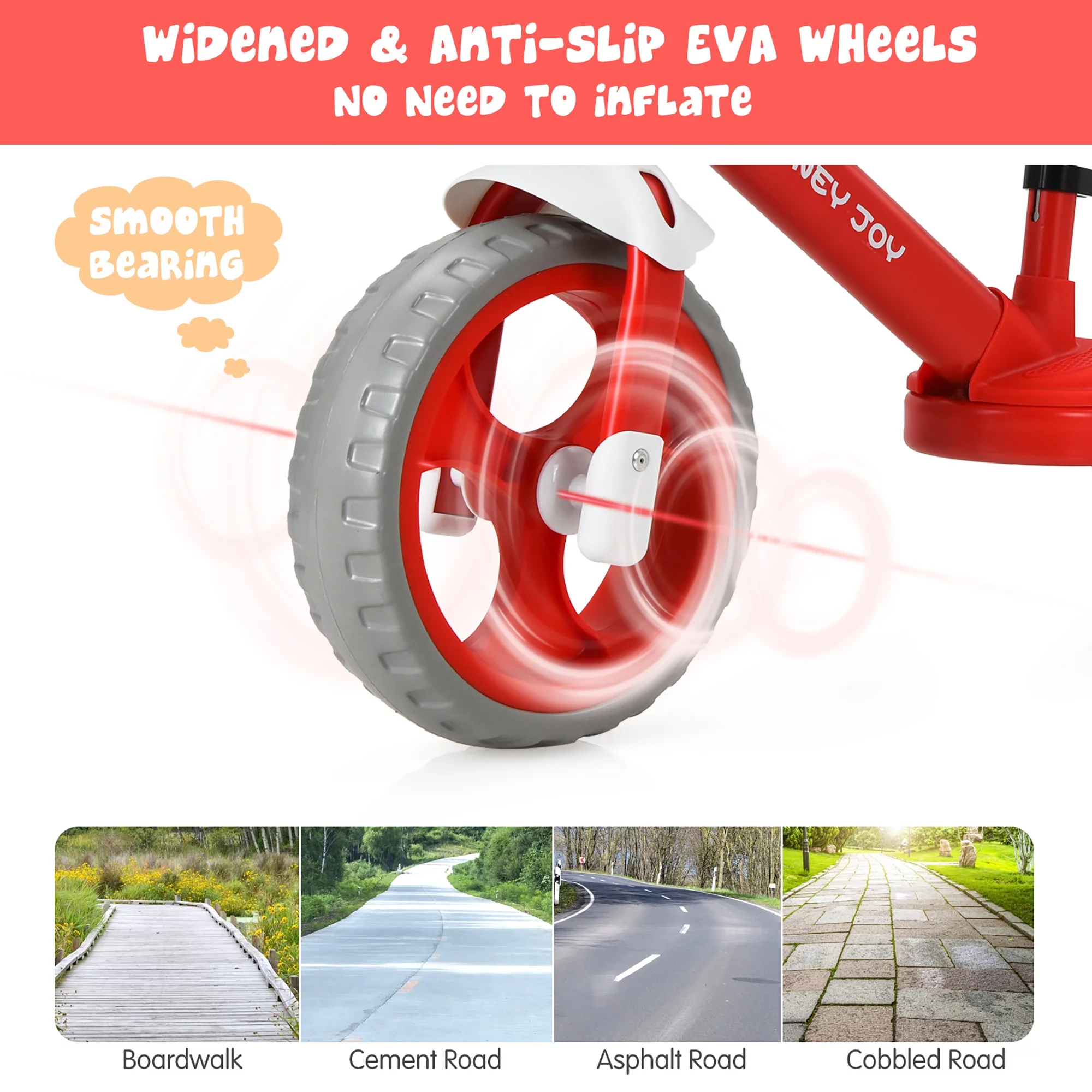 Honey Joy Kids Balance Bike Toddler Training Bicycle w/ Feetrests for 2-5 Years Old Red - Womvr