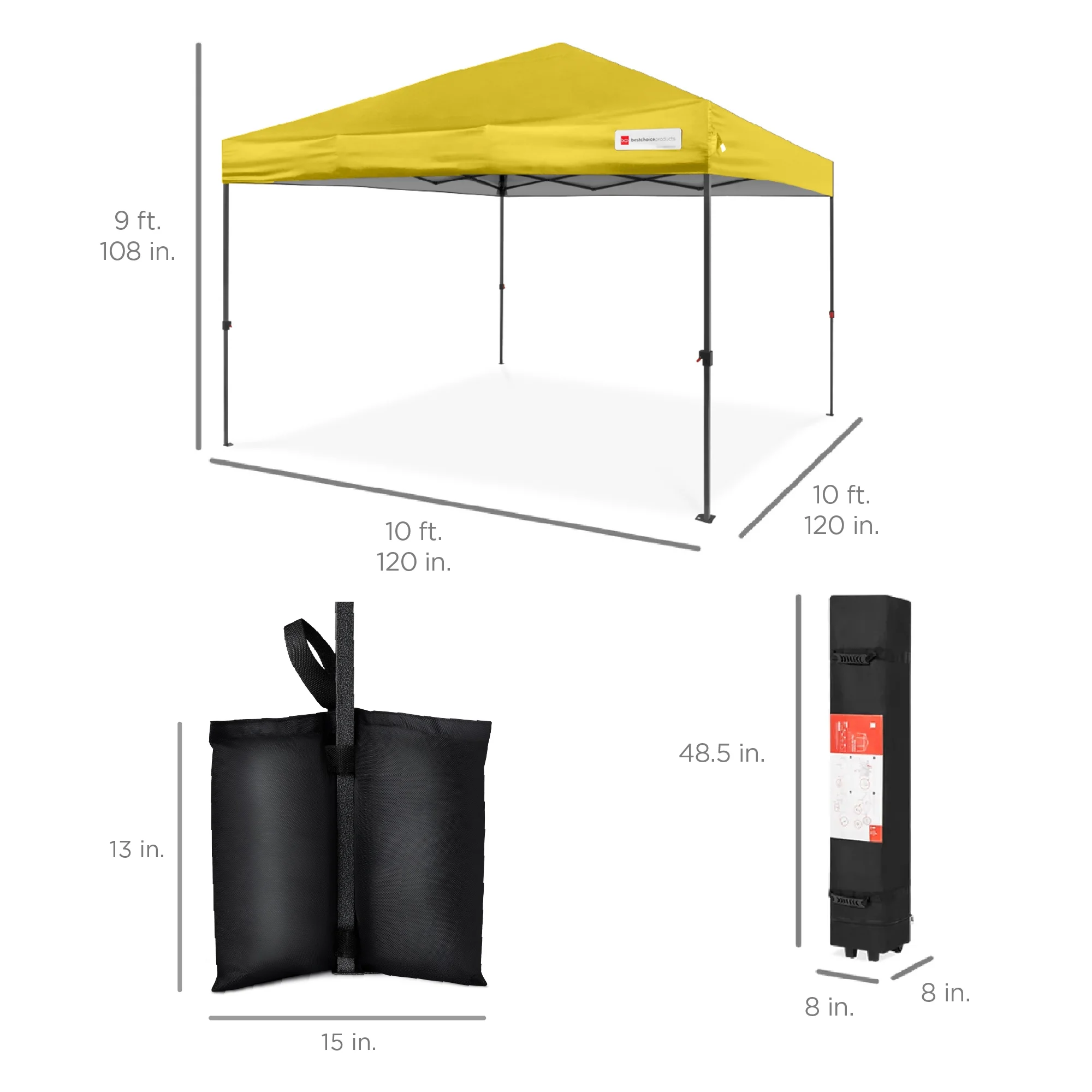 Best Choice Products 10x10ft Easy Setup Pop Up Canopy w/ 1-Button Setup, Wheeled Case, 4 Weight Bags - Cerulean - Womvr
