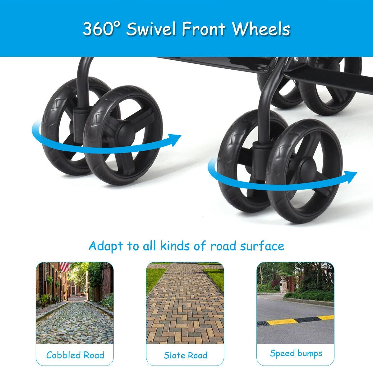 Baby-joy Foldable Twin Baby Double Stroller Kids Ultralight Umbrella Stroller Pushchair Black - Womvr