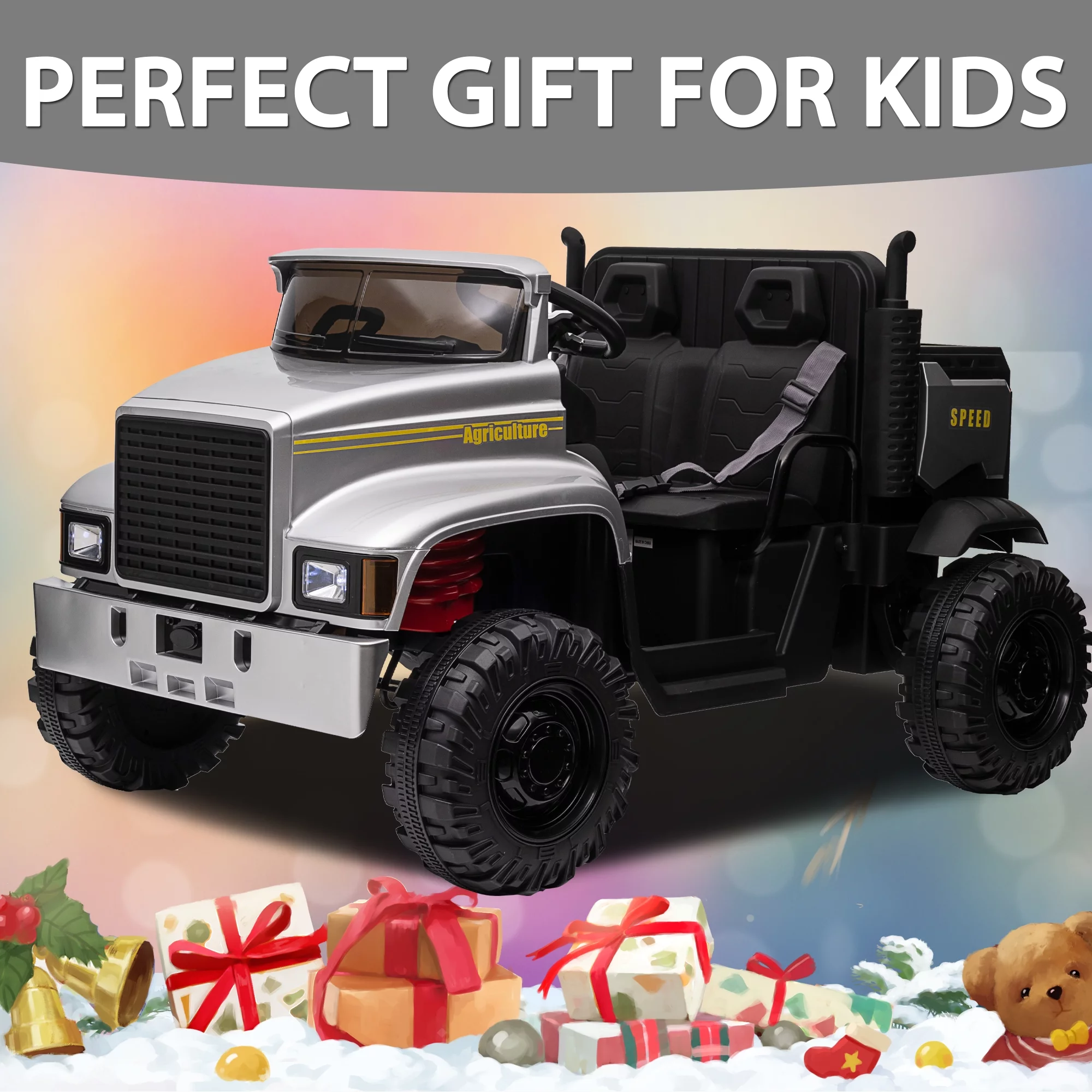 Hikiddo JC222 24V Ride on Toy, Kids Ride On Dump Truck 2 Seater with Remote - Womvr