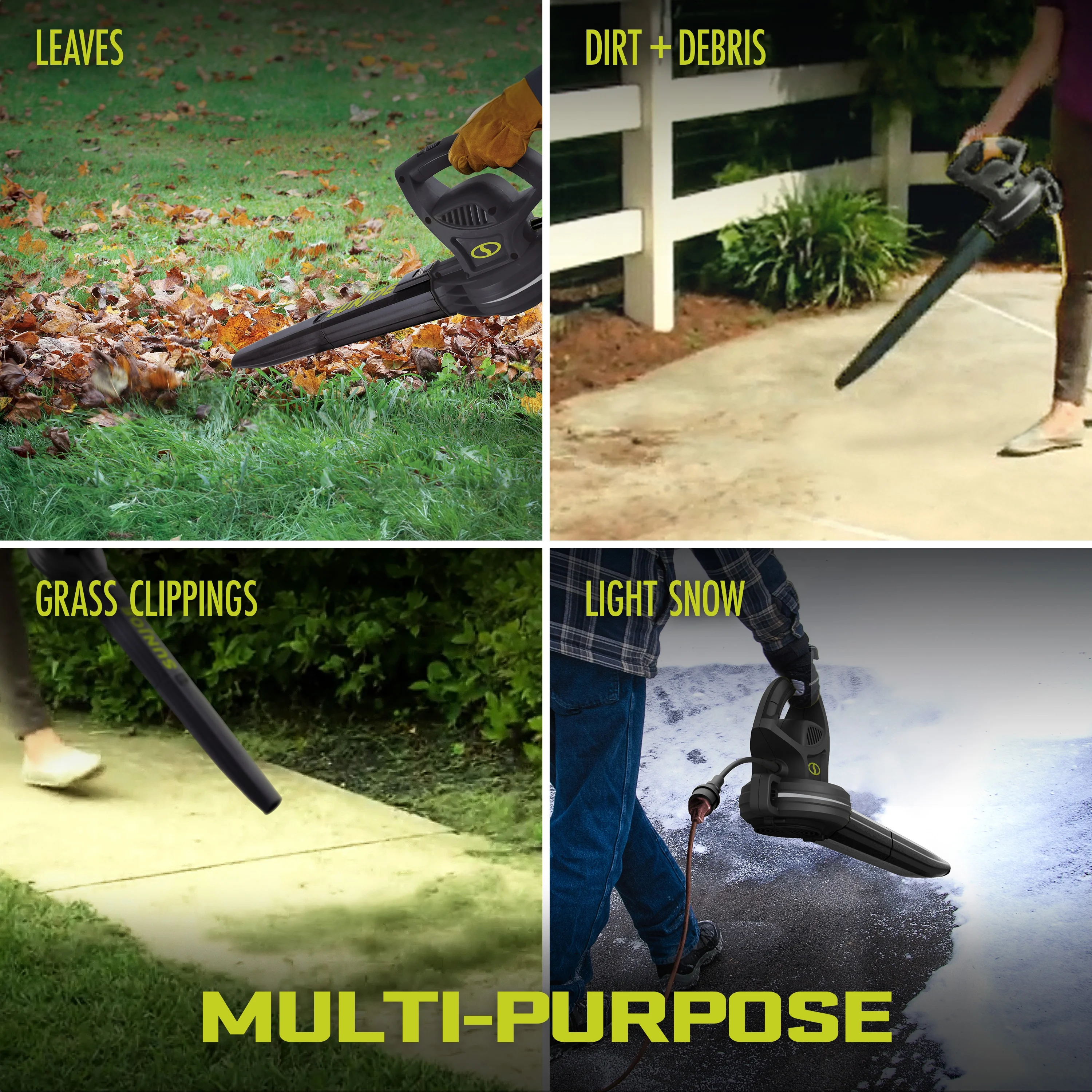 Sun Joe All-Purpose Electric Leaf Blower, 6-Amp, 155-mph, 260-CFM - Green - Womvr